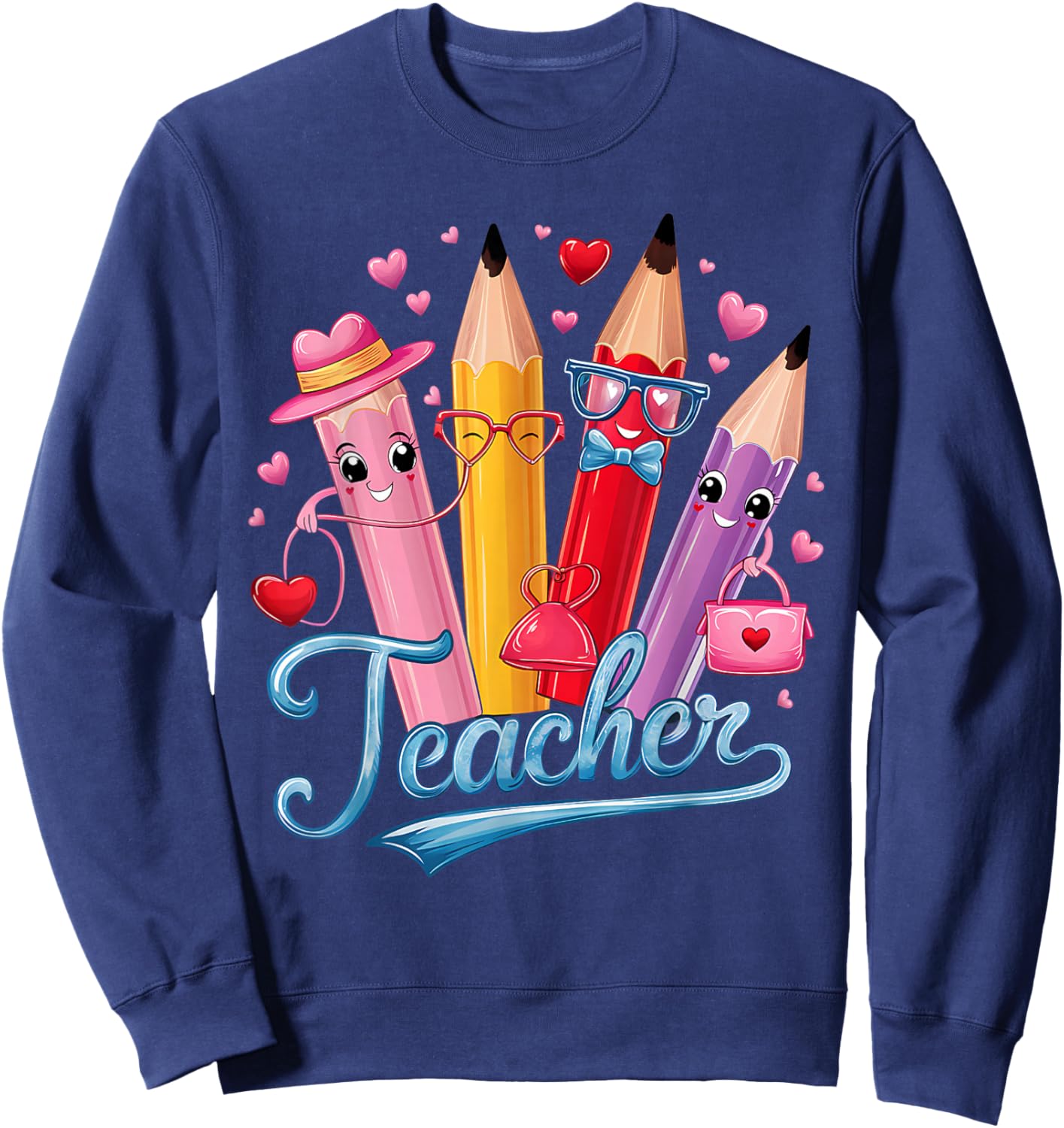 Funny Teacher Valentine Art Classroom Love Theme Sweatshirt - Sweatshirt | Navy