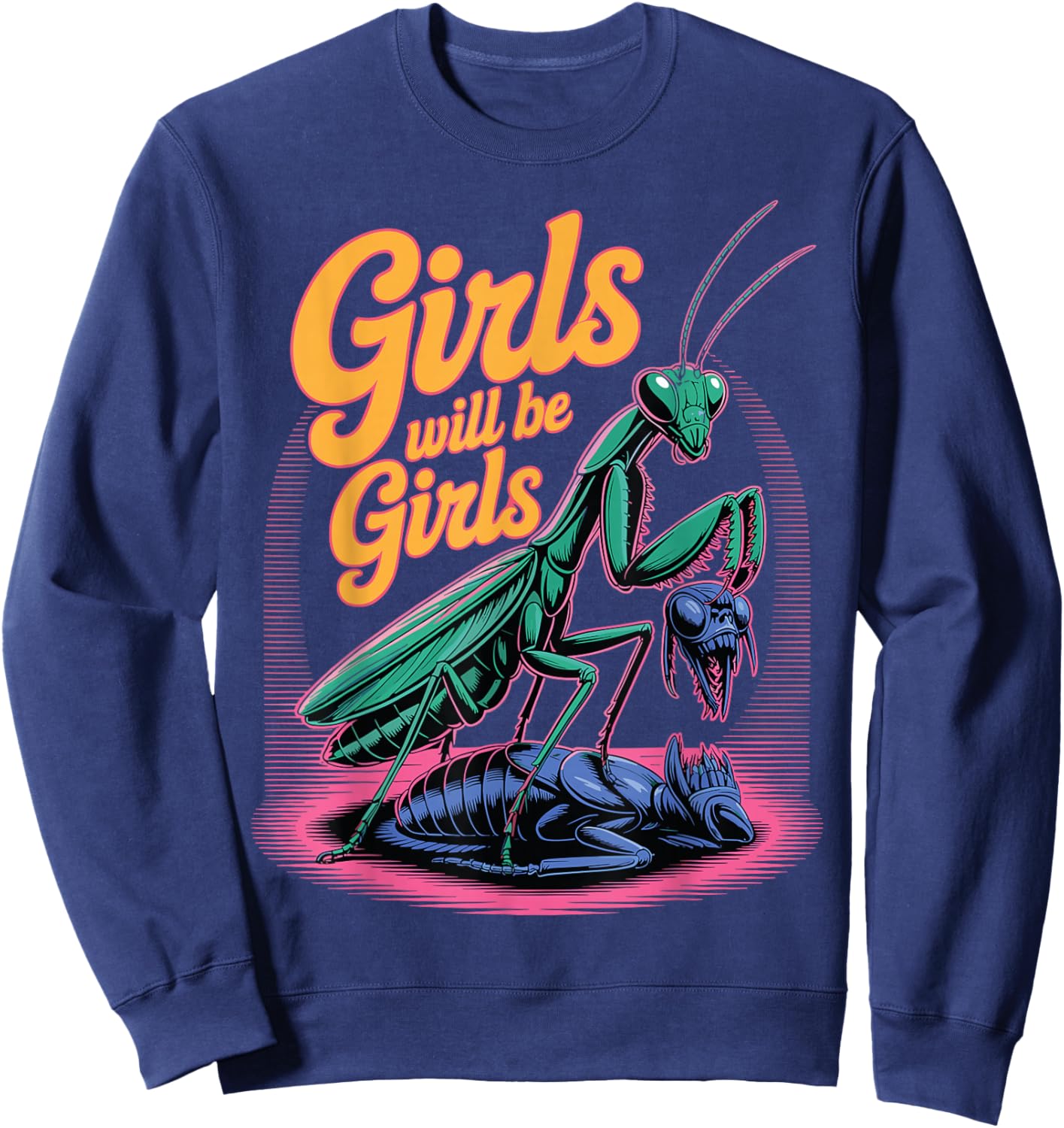 Girl Will Be Girls Praying Mantis Sweatshirt - Sweatshirt | Navy