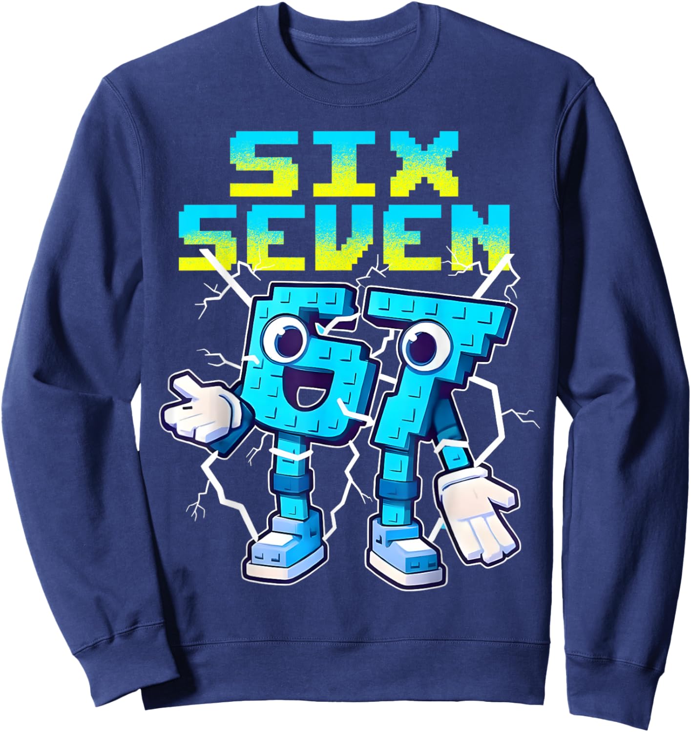 Six Seven Brainrot Italian Funny 67 Kids Gaming Meme Boys Sweatshirt - Sweatshirt | Navy