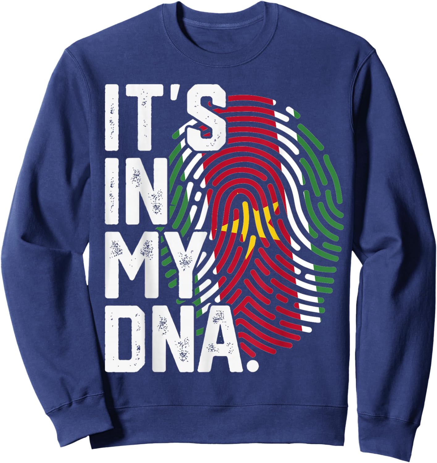 Suriname Roots Flag Fingerprint Graphic Patriotic Sweatshirt - Sweatshirt | Navy
