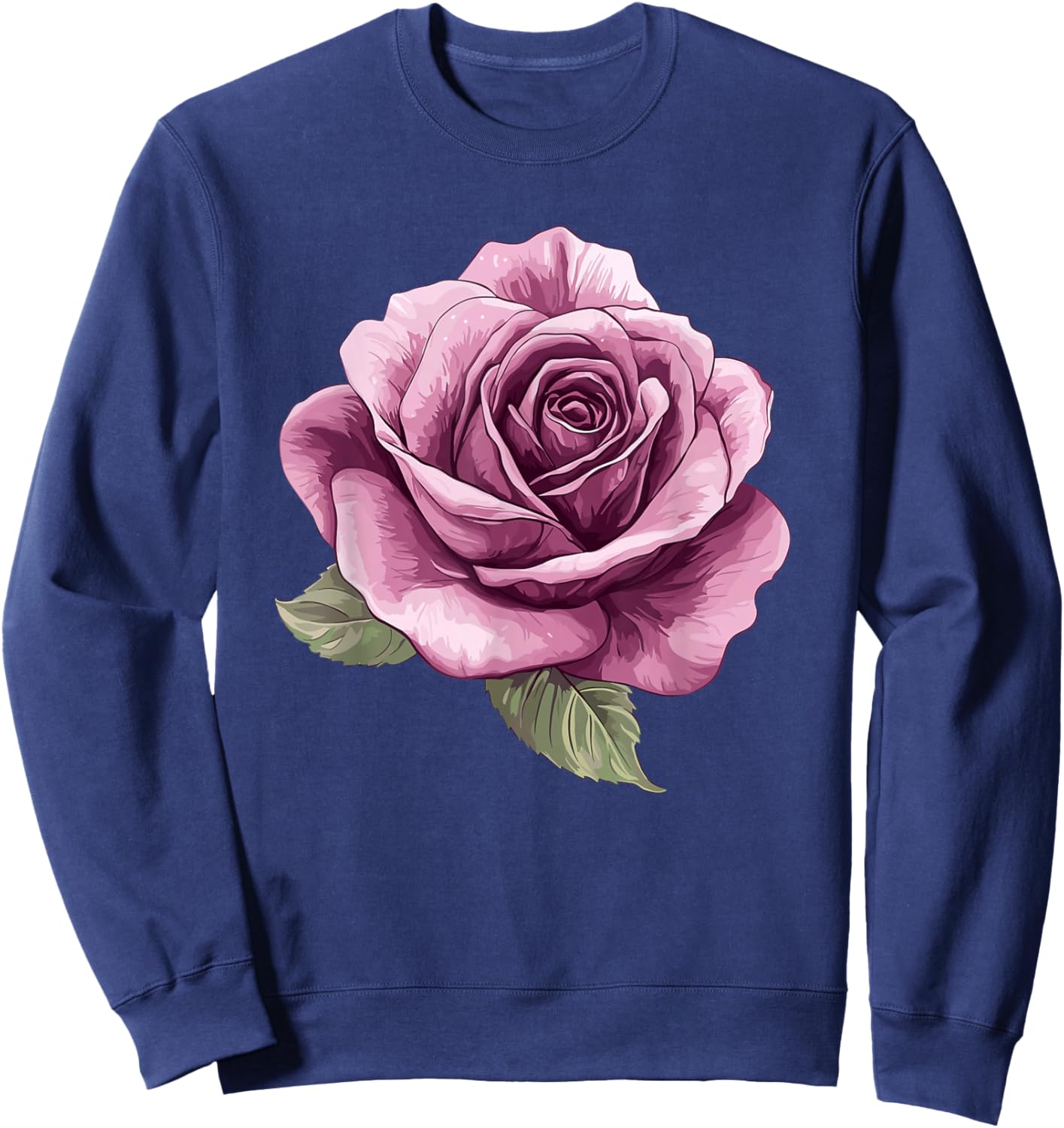 Vintage Pink Rose Flower Romantic Botanical Art Sweatshirt - Sweatshirt | Navy