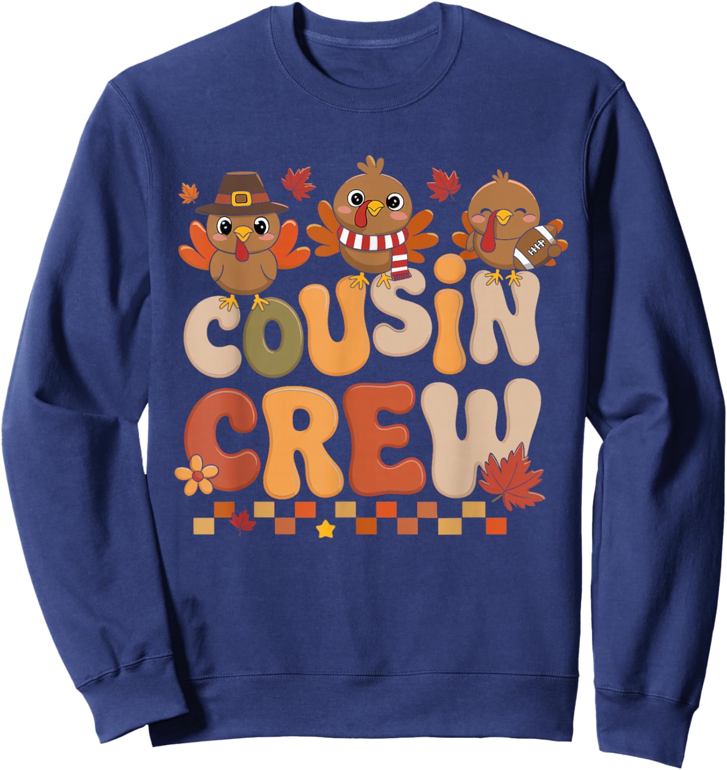 Thanksgiving Cousin Crew Turkey Family Matching Boys Girls Sweatshirt - Sweatshirt | Navy