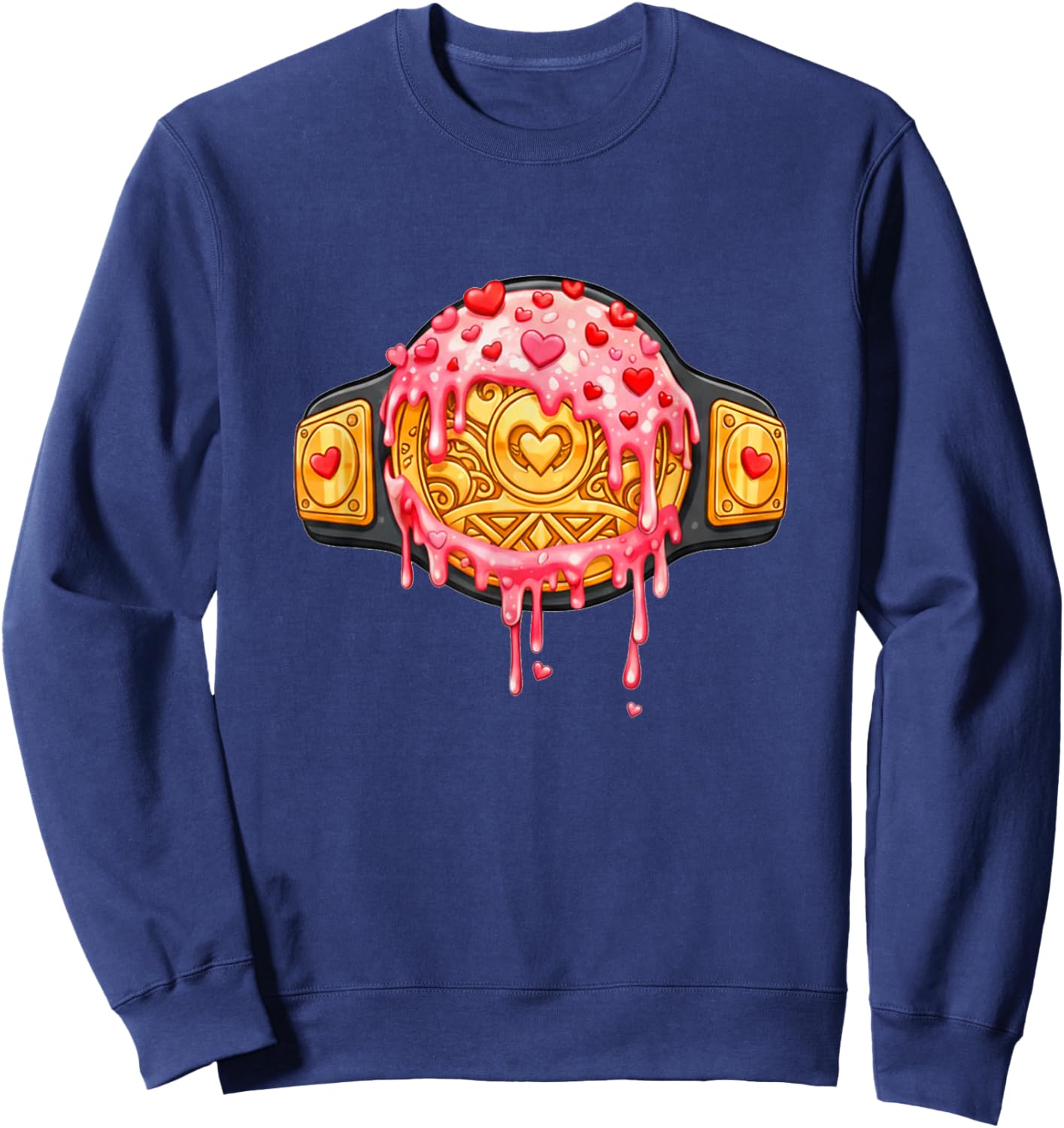 Wrestling Valentines Day Ice Cream Drip Heart Boys Sweatshirt - Sweatshirt | Navy