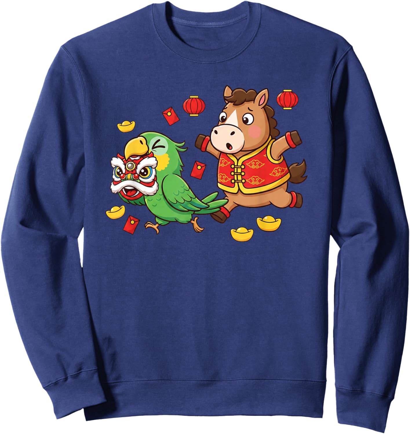 Chinese Horse Parrot Funny Kids Happy New Year Sweatshirt - Sweatshirt | Navy