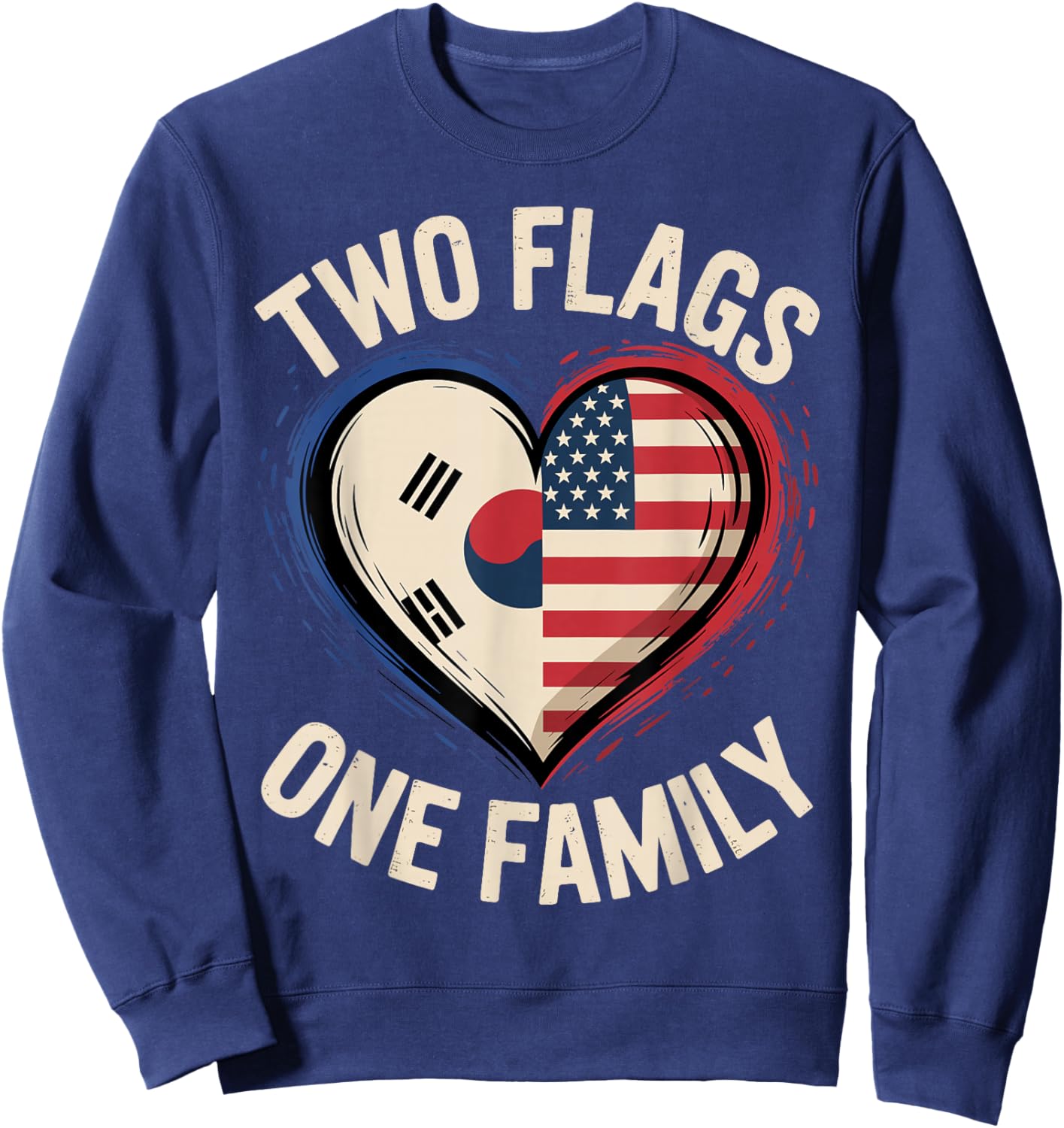 Two Flags One Family American Korean America USA South Korea Sweatshirt - Sweatshirt | Navy