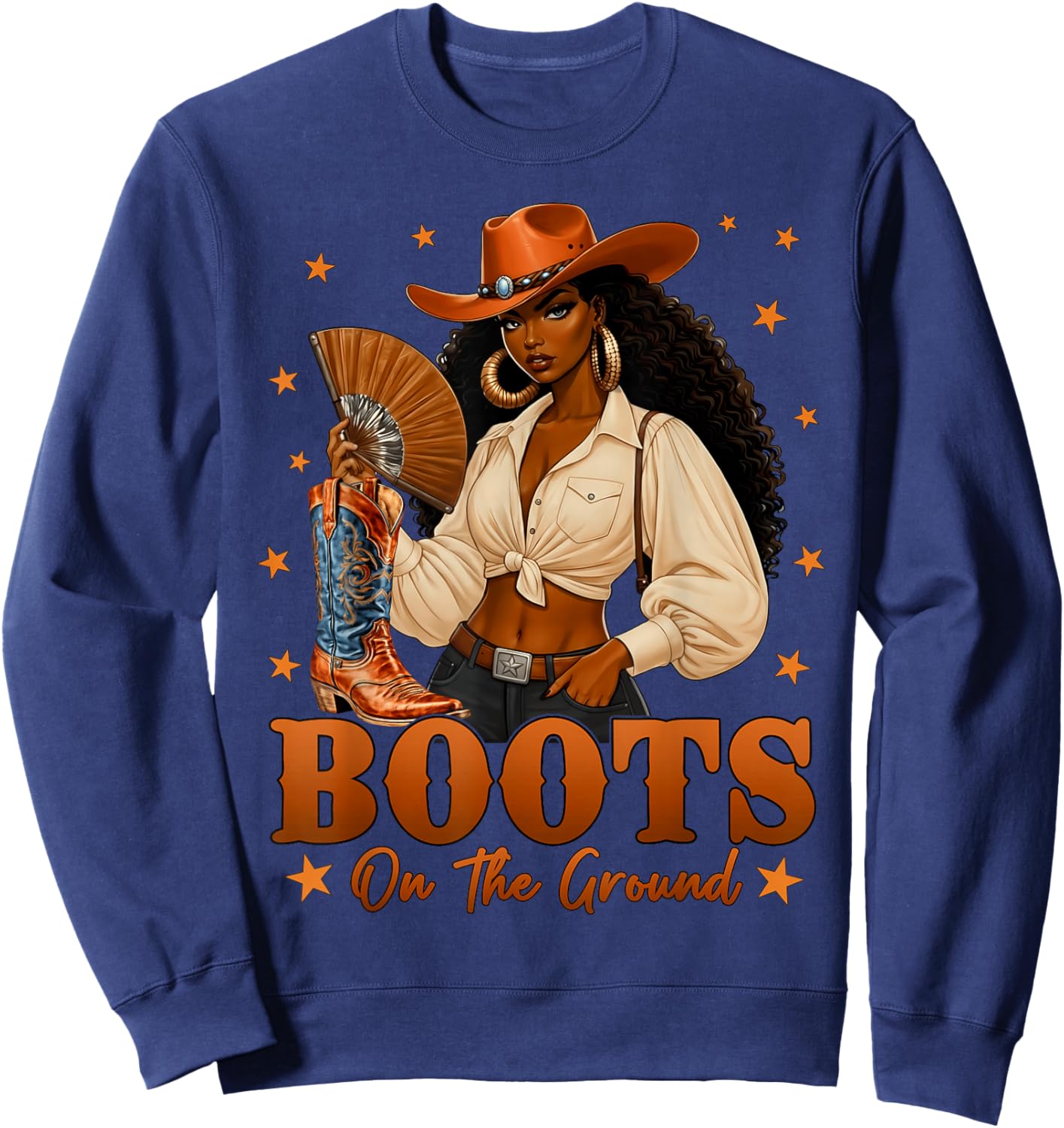 Black History Boots On The Ground Cowgirl Western Black Girl Sweatshirt - Sweatshirt | Navy