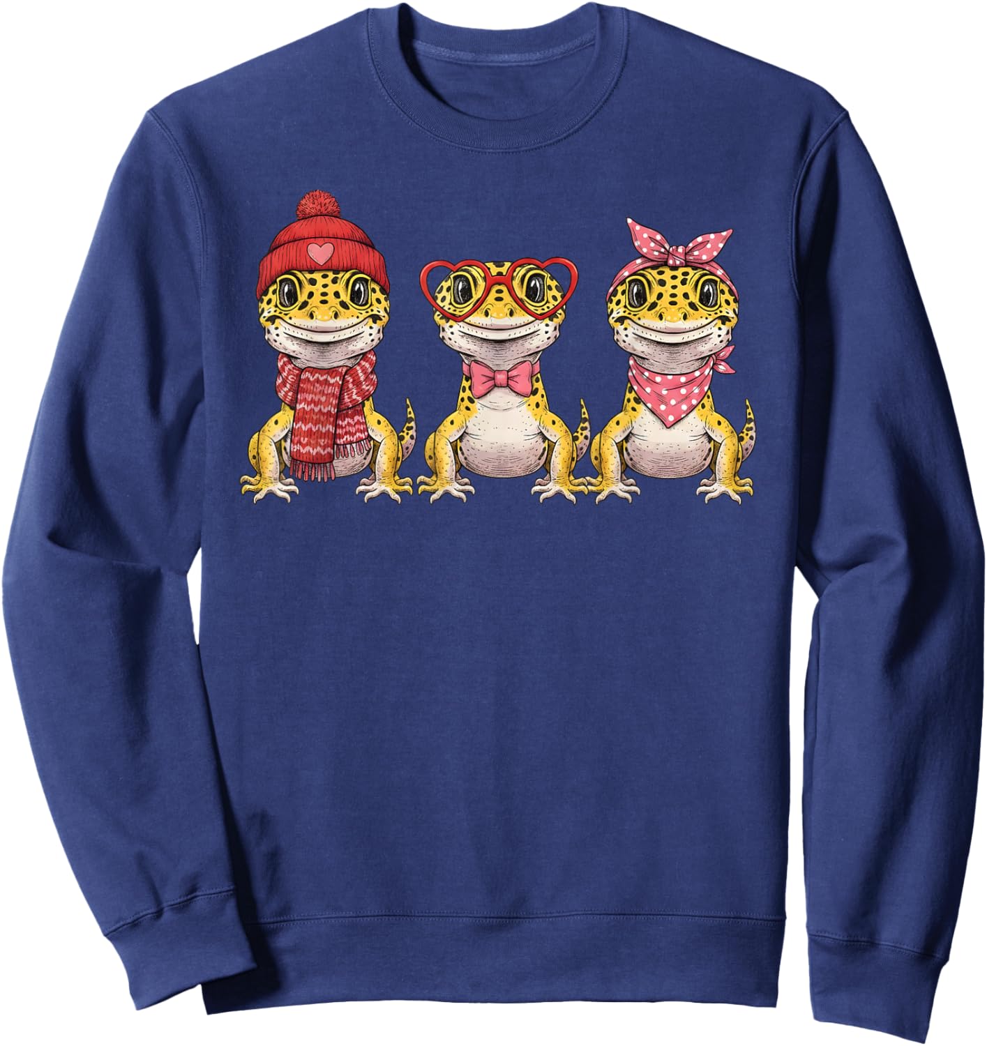Retro Leopard Gecko Cute Valentine Sweatshirt - Sweatshirt | Navy
