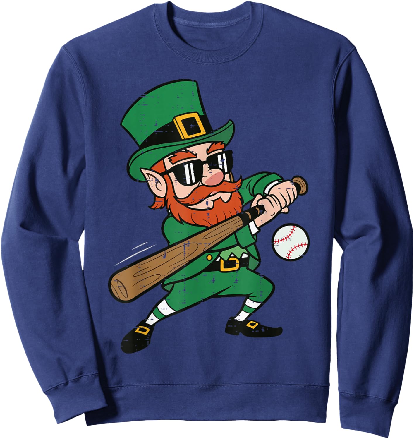 Leprechaun Baseball St Patricks Day Saint Pattys Men Boys Sweatshirt - Sweatshirt | Navy
