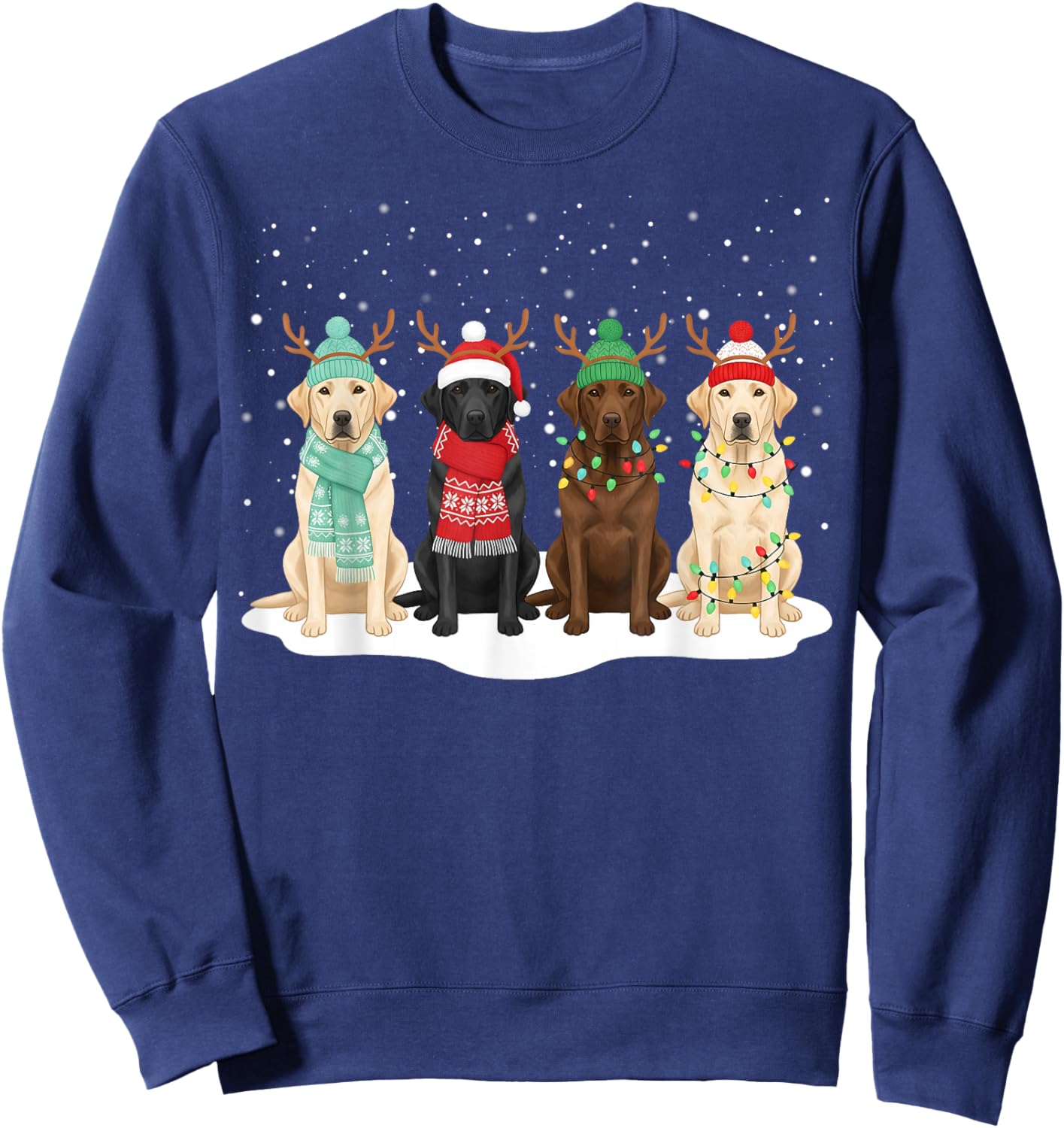 Black Lab Labrador Dog Christmas Crew Matching Family Xmas Sweatshirt - Sweatshirt | Navy