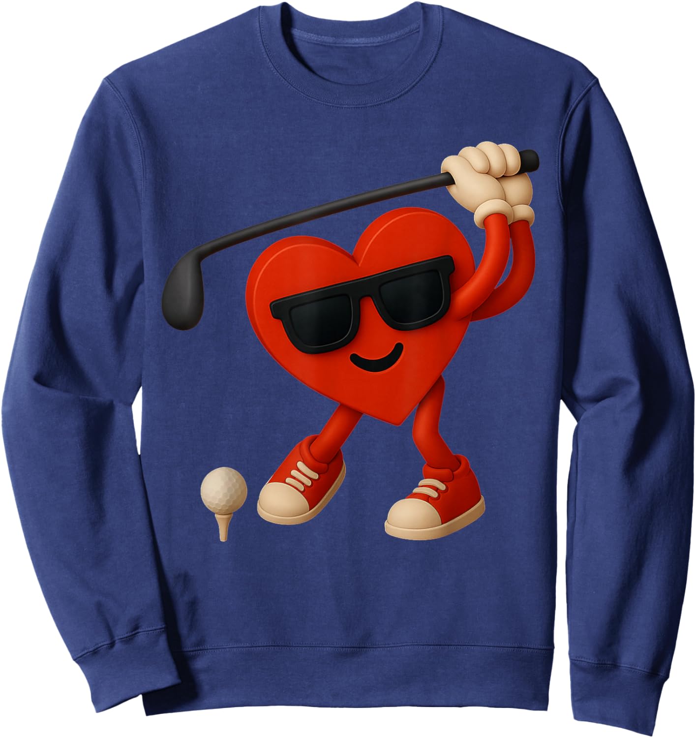 Golf Valentines Day Cute Heart Golfer Love Funny Boys Kids Sweatshirt - Sweatshirt | Navy