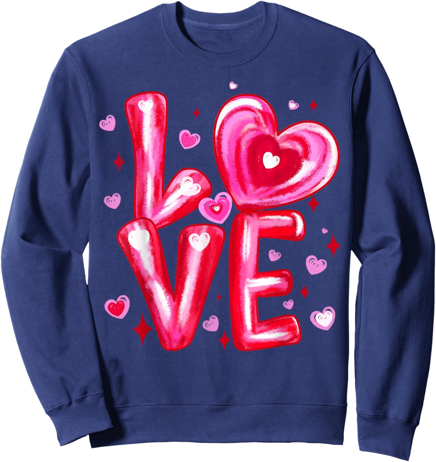 Happy Valentine Love Pink Heart Girl Women Kid Sweatshirt - Sweatshirt | Navy