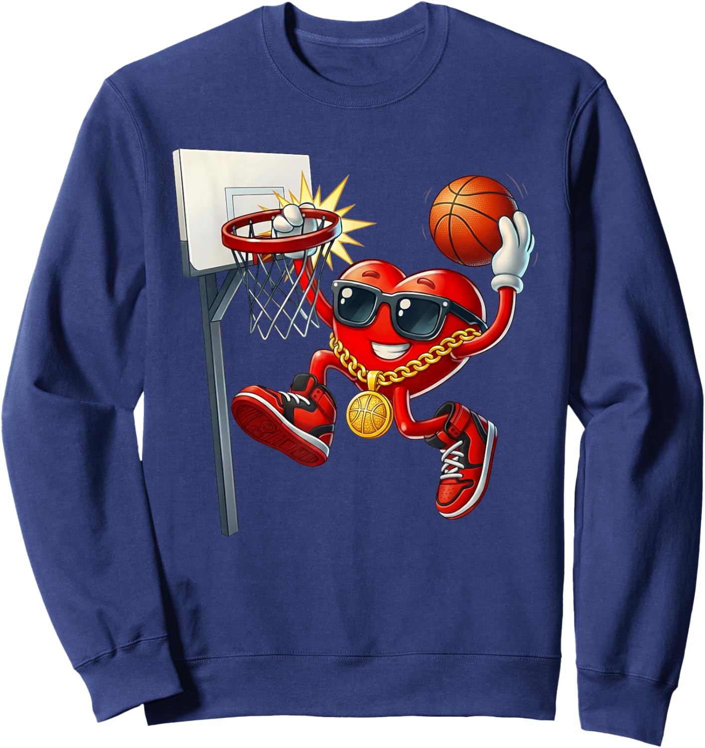 Valentines Day Basketball Heart Dunk Men Boys Kids Youth Sweatshirt - Sweatshirt | Navy