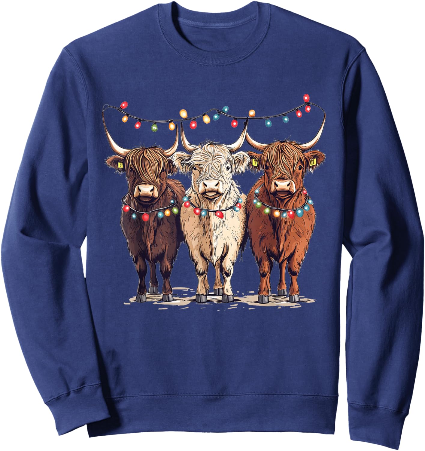 Western - Funny Christmas Cows - Country Christmas Sweatshirt - Sweatshirt | Navy