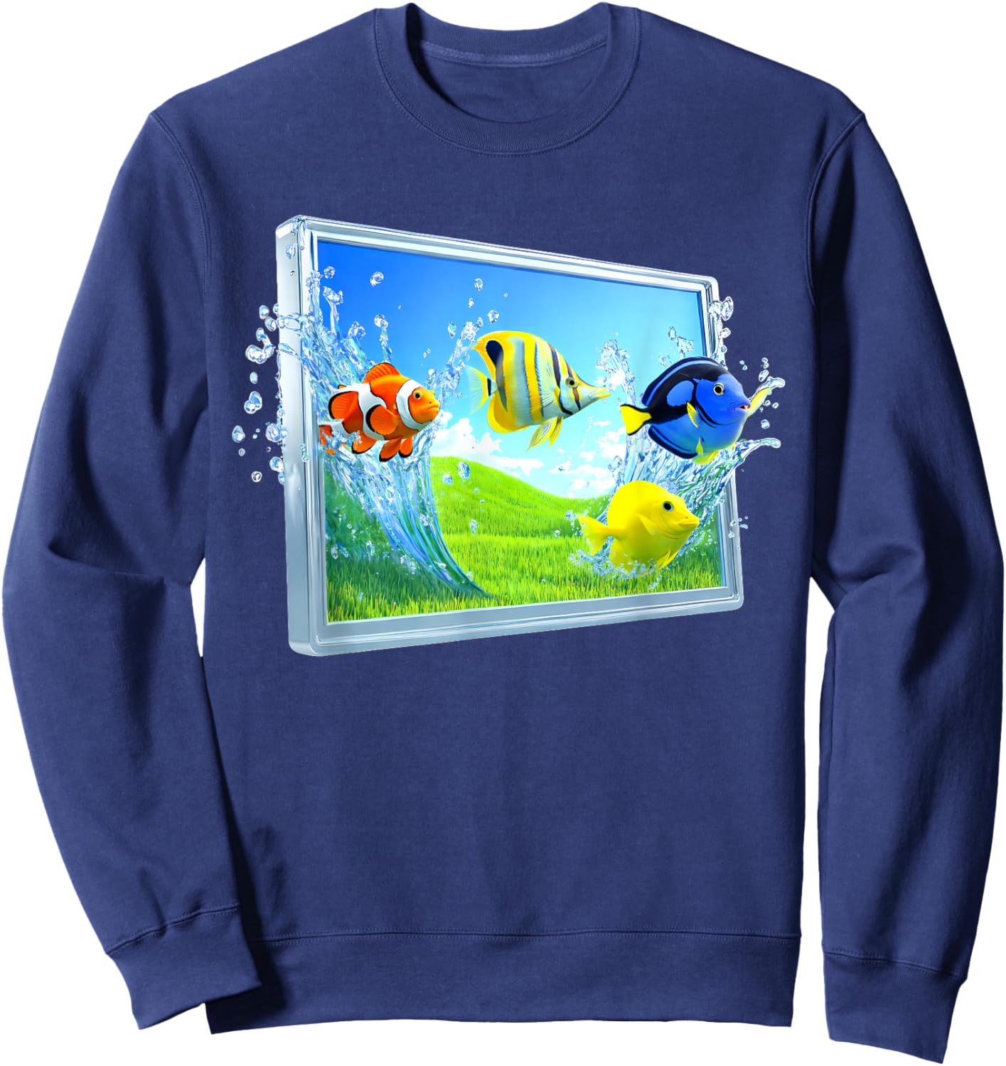 Frutiger Aero Fish Sweatshirt - Sweatshirt | Navy