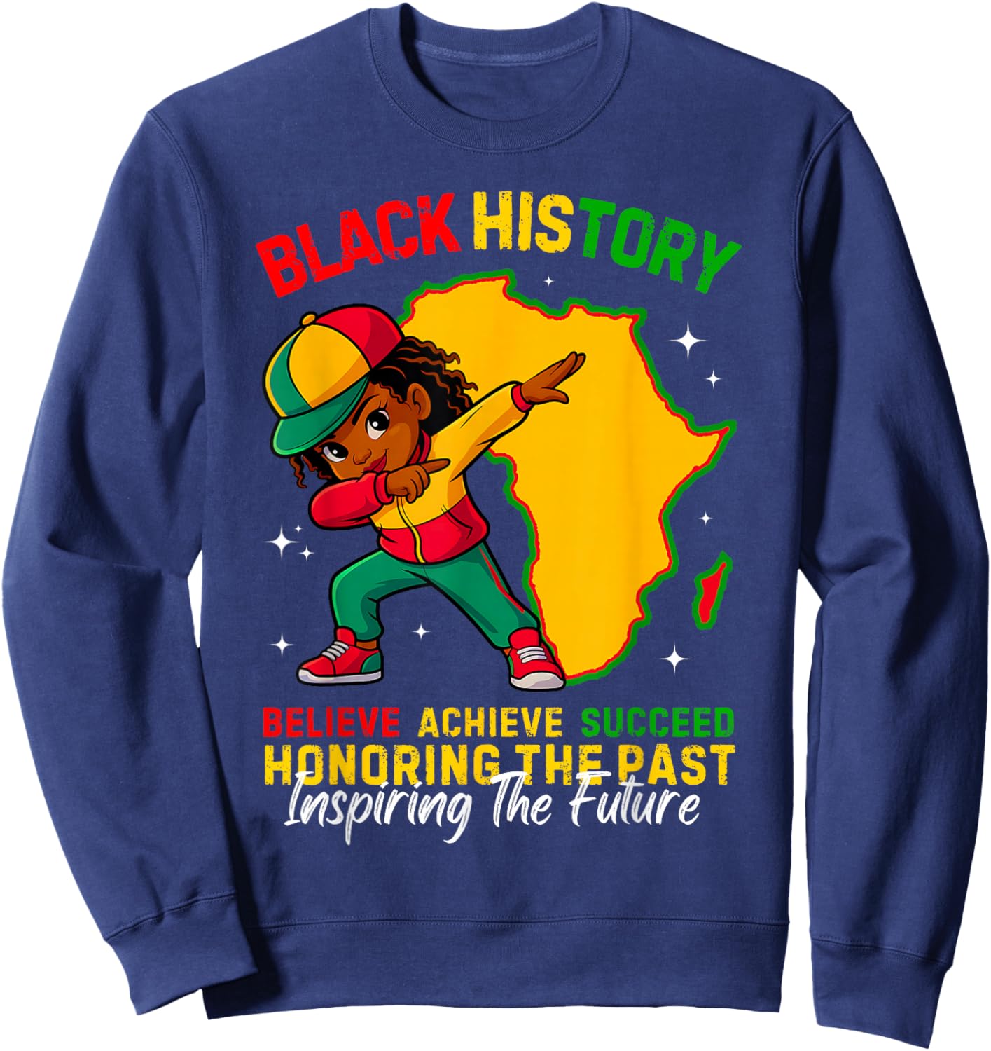 Black History Month African American Girls Kids Melanin Sweatshirt - Sweatshirt | Navy