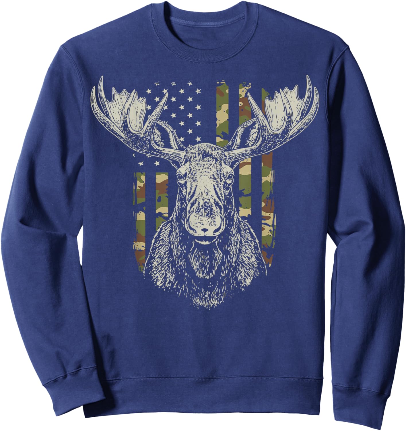 Moose US Flag Alaska America Wildlife Sweatshirt - Sweatshirt | Navy