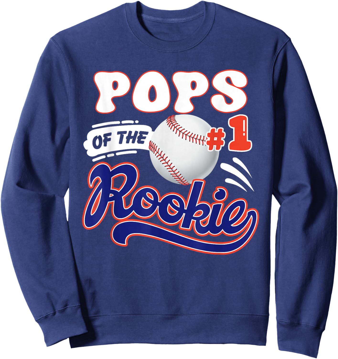 Pops Rookie of Year 1st Birthday Baseball Theme Matching Sweatshirt - Sweatshirt | Navy