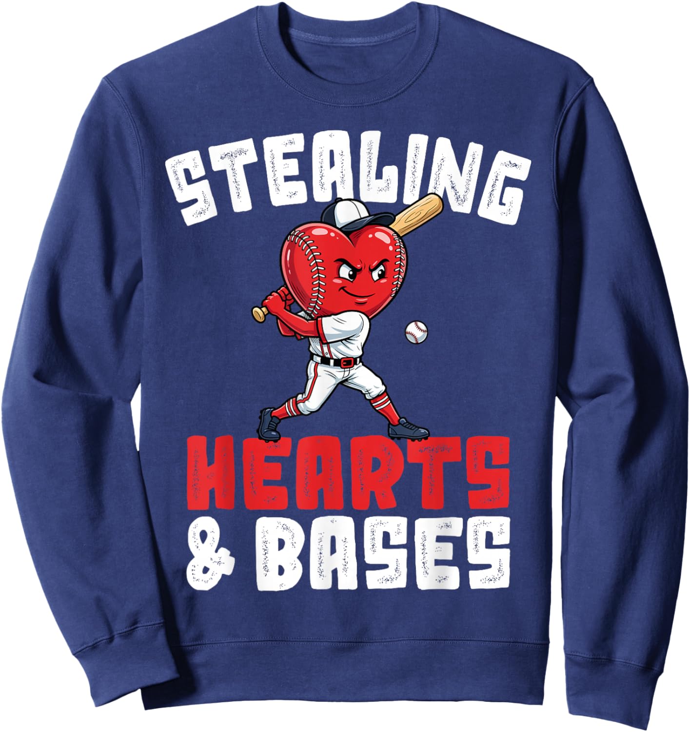 Boys Baseball Valentines Shirt Sterling Hearts Baseball Sweatshirt - Sweatshirt | Navy