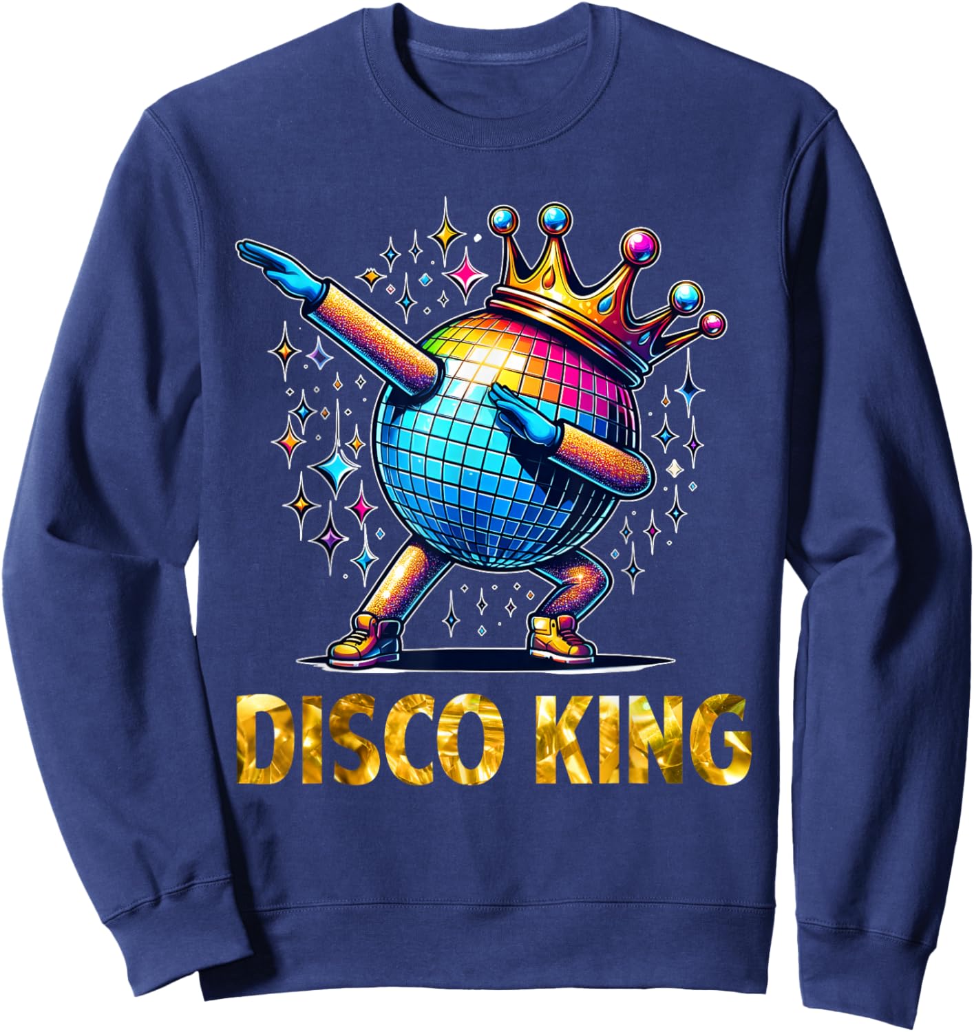 Disco King Costume 70s Dance Parties LED Disco Light Dabbing Sweatshirt - Sweatshirt | Navy
