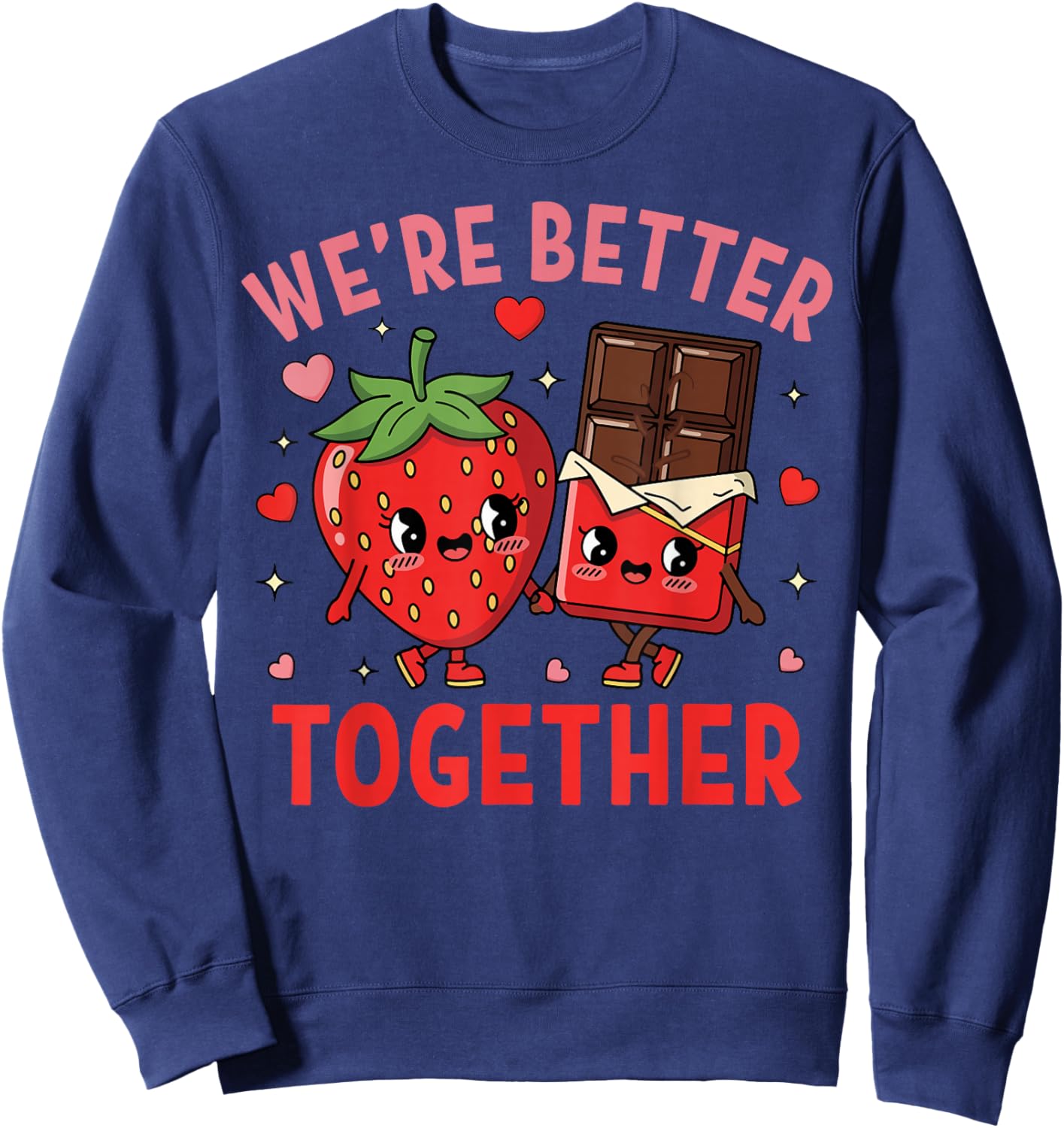 We're Better Together Strawberry Couple Valentine's Day Sweatshirt - Sweatshirt | Navy