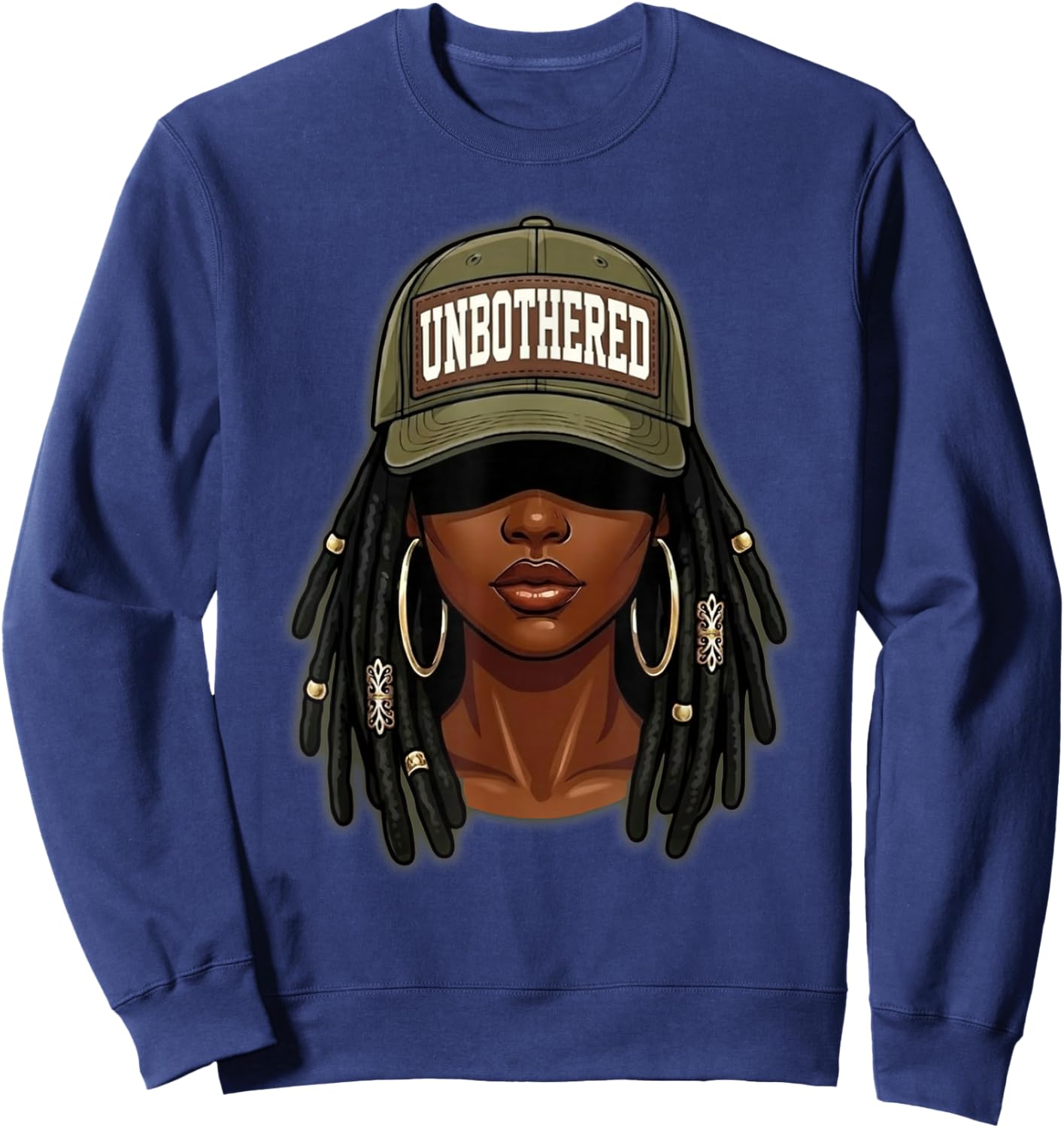 Black Women Camoa Apparel, Black History Month Unbothered Sweatshirt - Sweatshirt | Navy