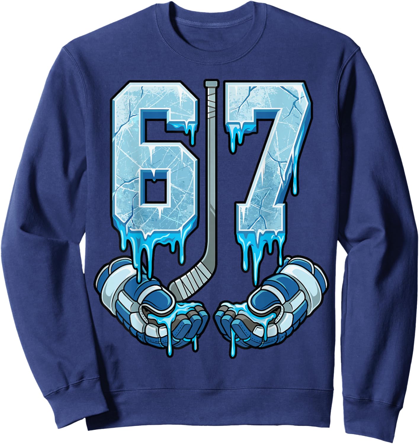 Ice Hockey 67 Drip Meme Six Seven Sweatshirt - Sweatshirt | Navy