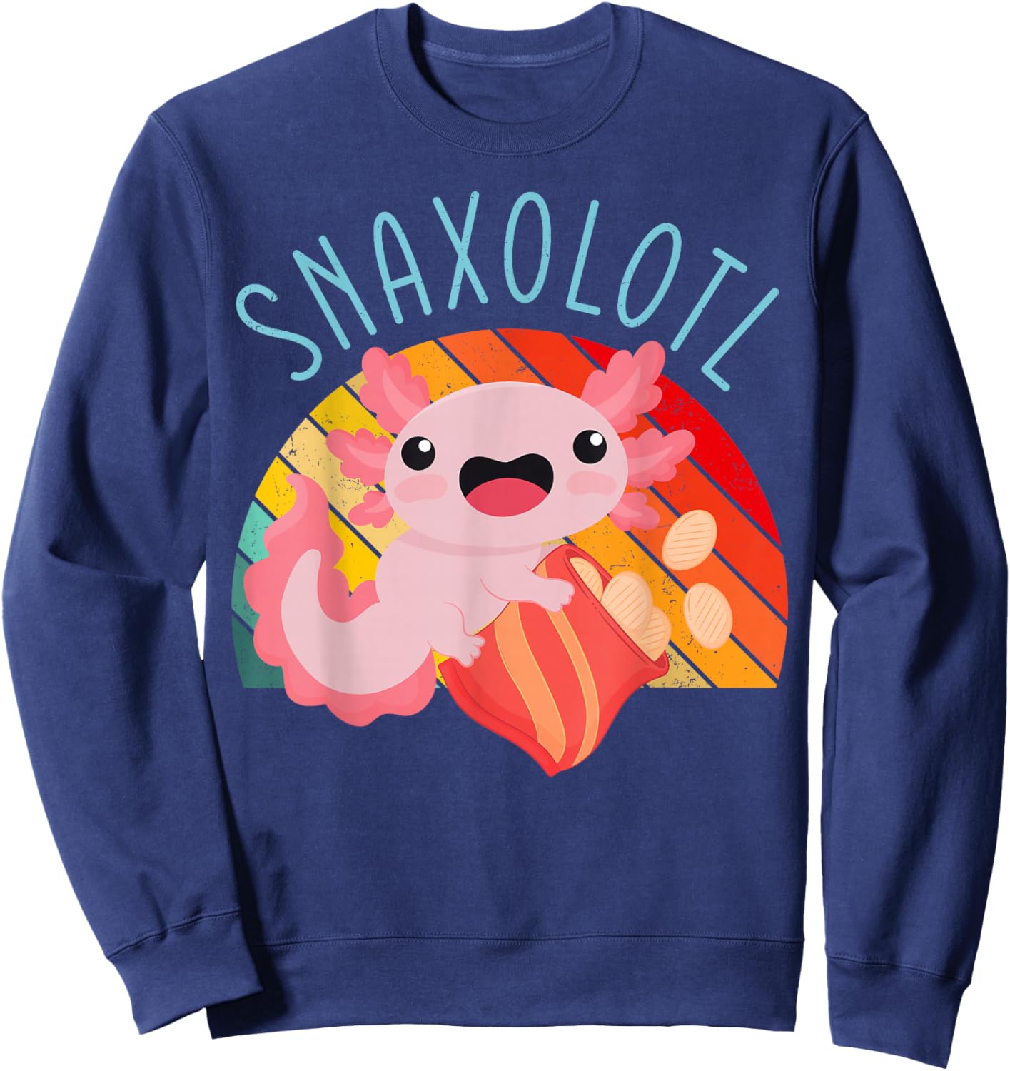 Snaxolotl Lovers Cute Funny Snack Humorous Vibe Sweatshirt - Sweatshirt | Navy