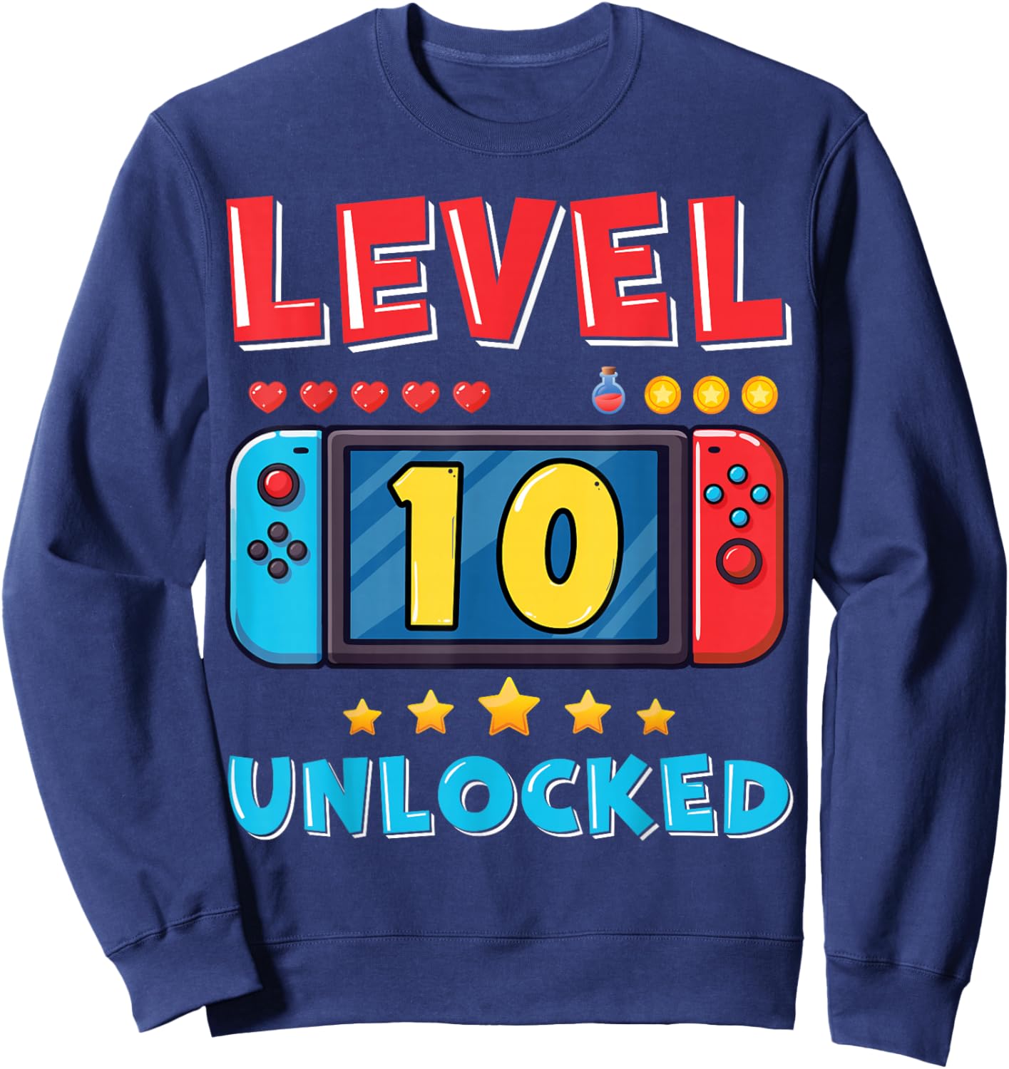 10 Year Old Bday Decorations Son Boy 10yr 10th Birthday Sweatshirt - Sweatshirt | Navy