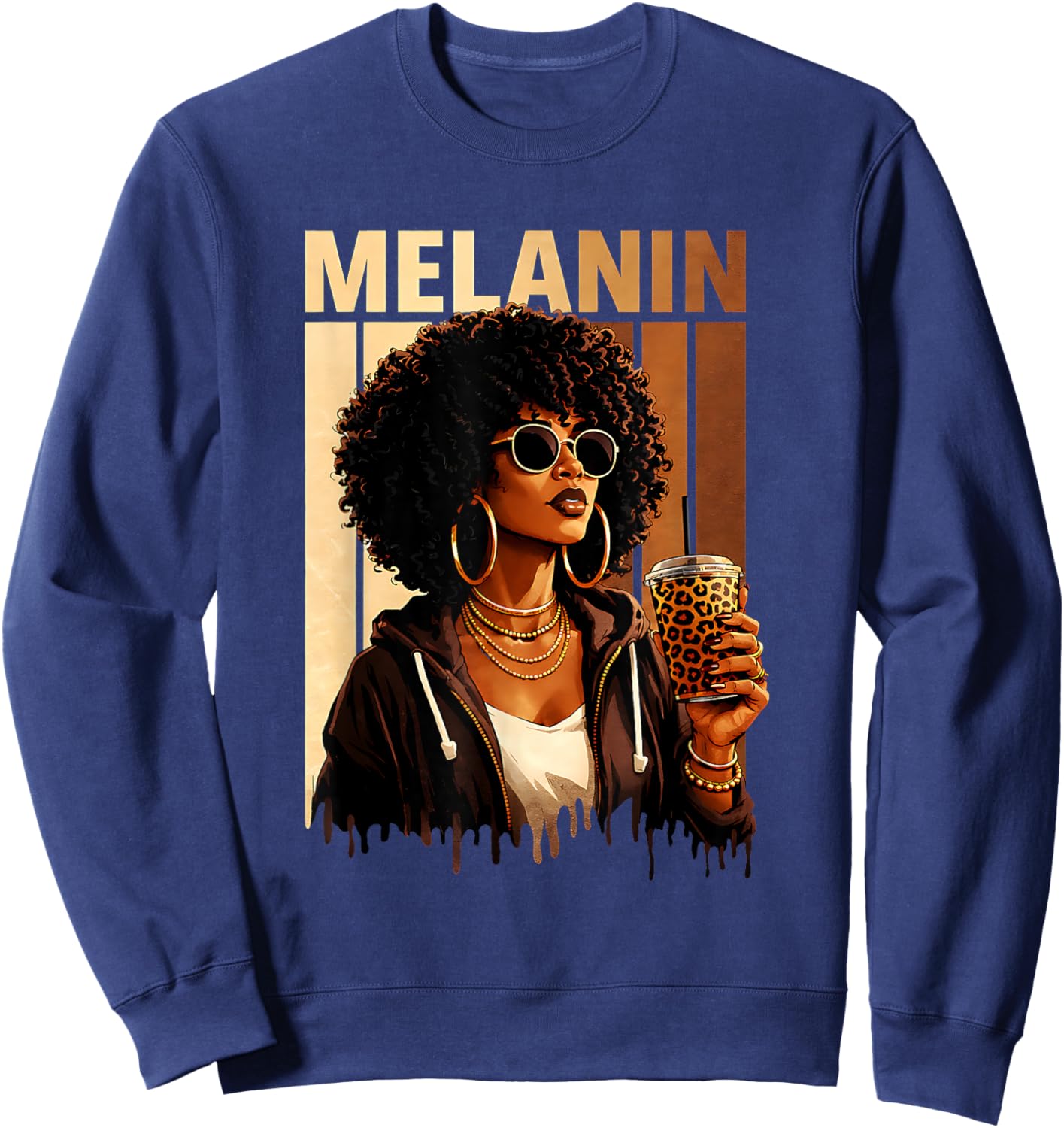 Black History Pride Queen Dope Blessed Afrocentric Melanin Sweatshirt - Sweatshirt | Navy