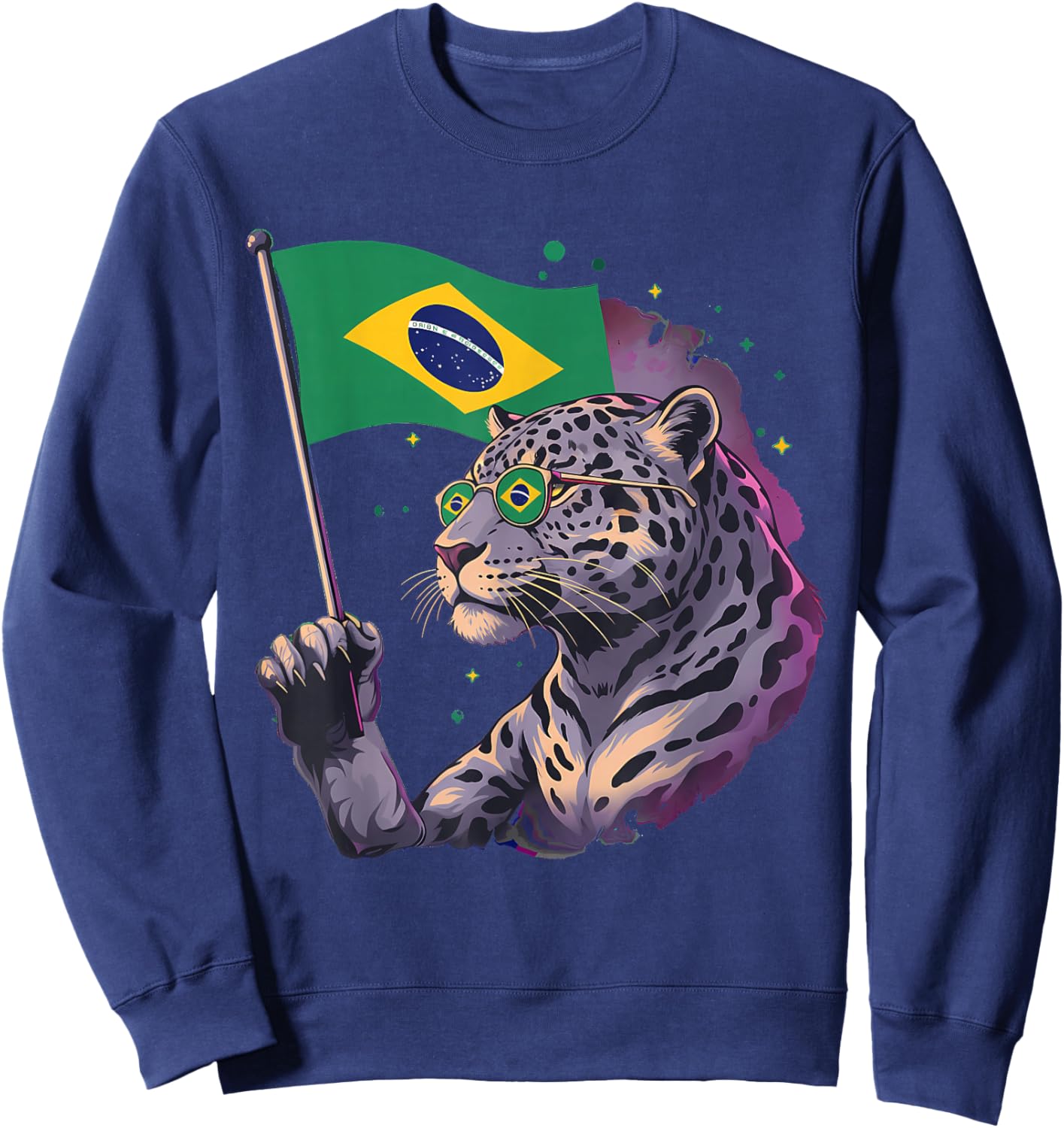 Brazil Flag Leopard Brazilian Roots Brasilian Pride Brasil Sweatshirt - Sweatshirt | Navy