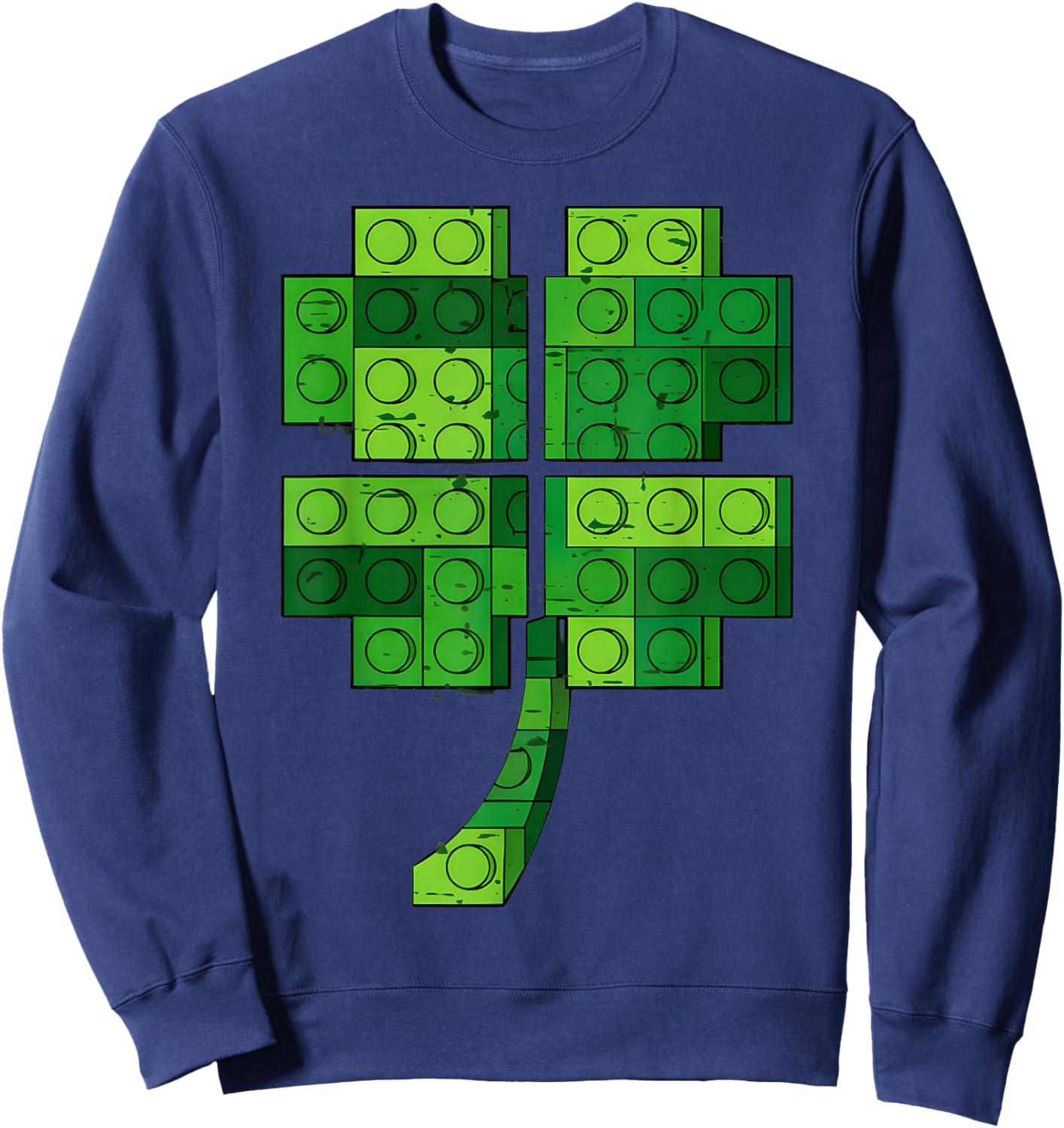 St Patricks Day Shamrock Building Blocks Bricks Boys Kids Sweatshirt - Sweatshirt | Navy