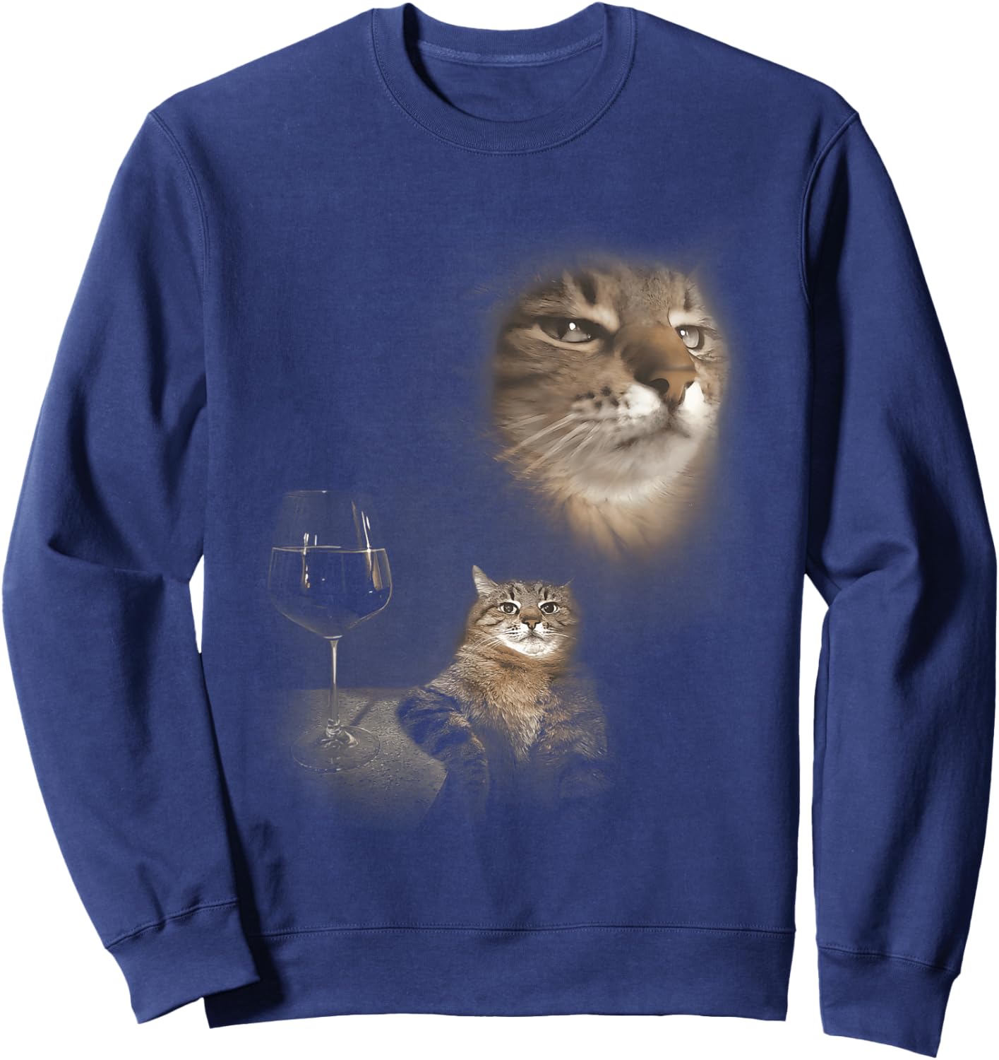 Cat Portrait Kitten Funny Sassy Cat Meme Stupid Brainrot Sweatshirt - Sweatshirt | Navy