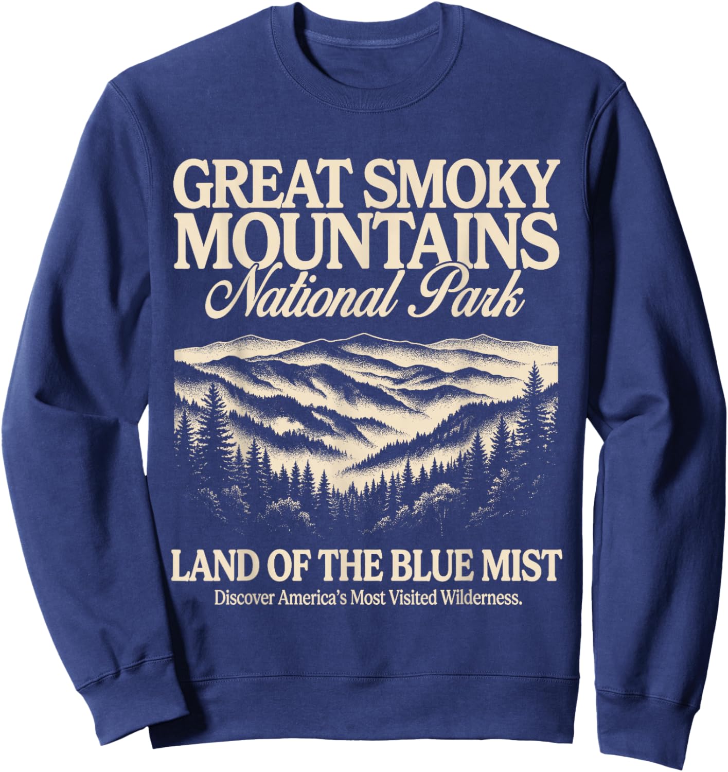 Great Smoky Mountains National Park Vintage Hiking Sweatshirt - Sweatshirt | Navy