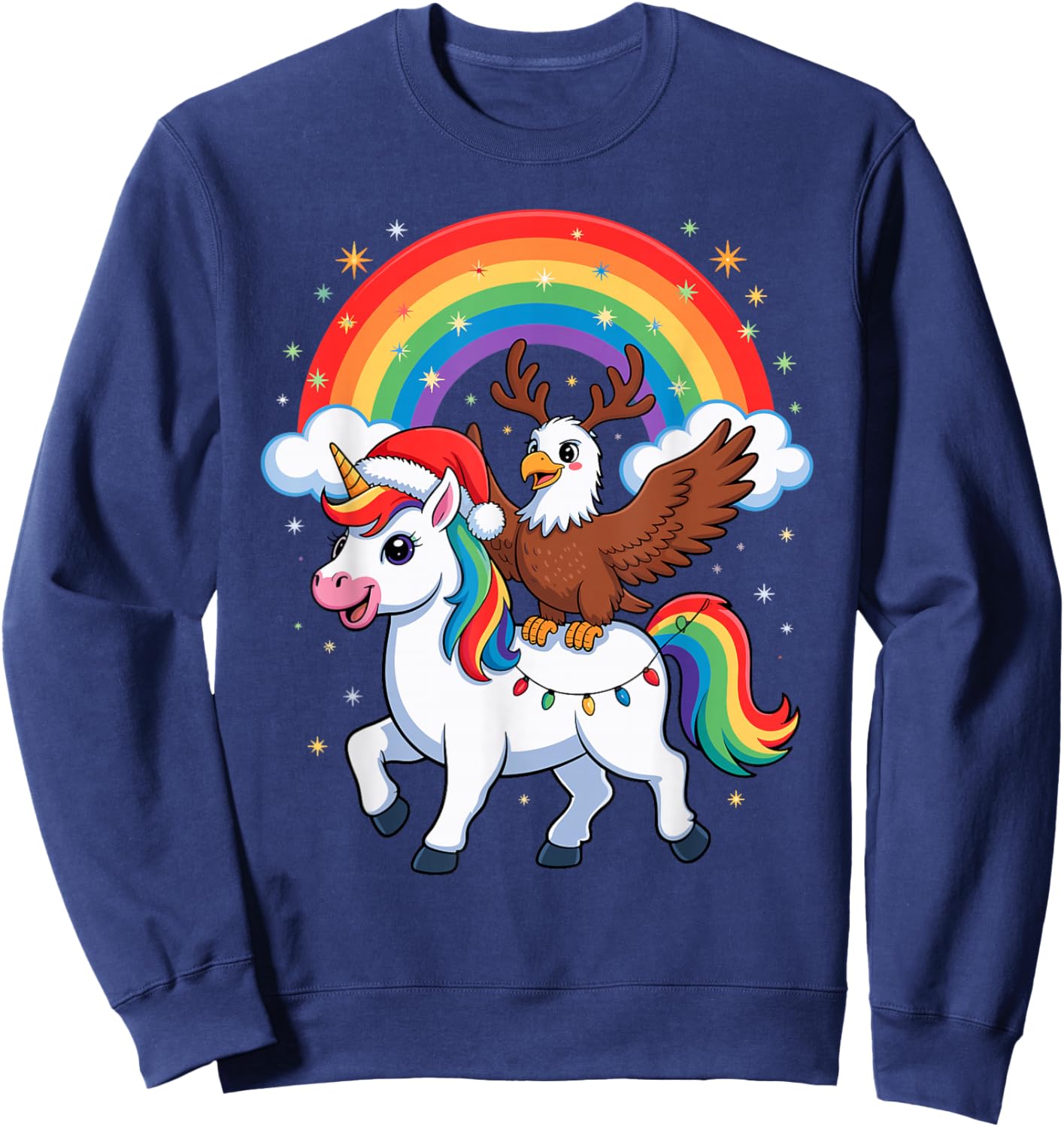 Bald Eagle Unicorn Rainbow Eagles Sweatshirt - Sweatshirt | Navy