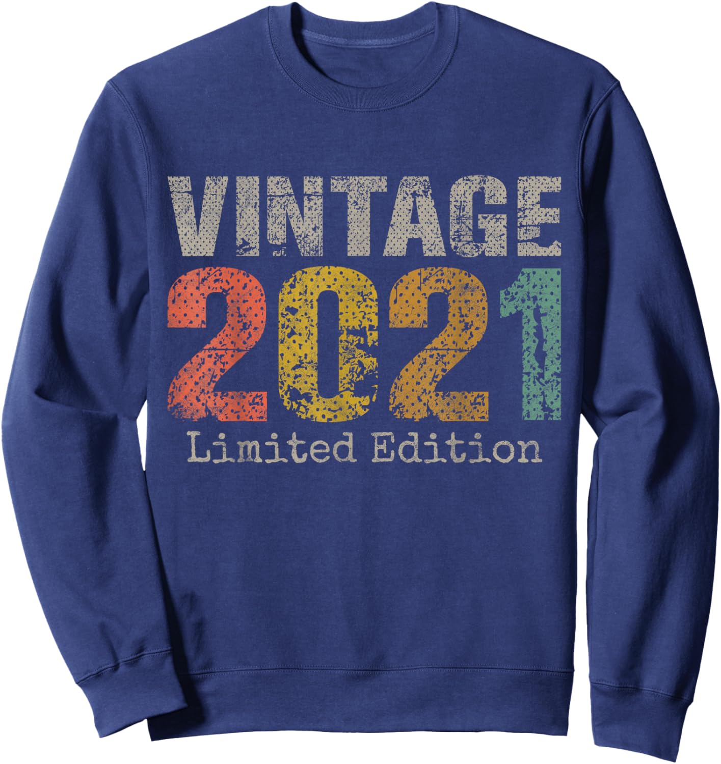 Vintage 2021 Text 5th Birthday Gift Boy Girl 5 Year Old Sweatshirt - Sweatshirt | Navy