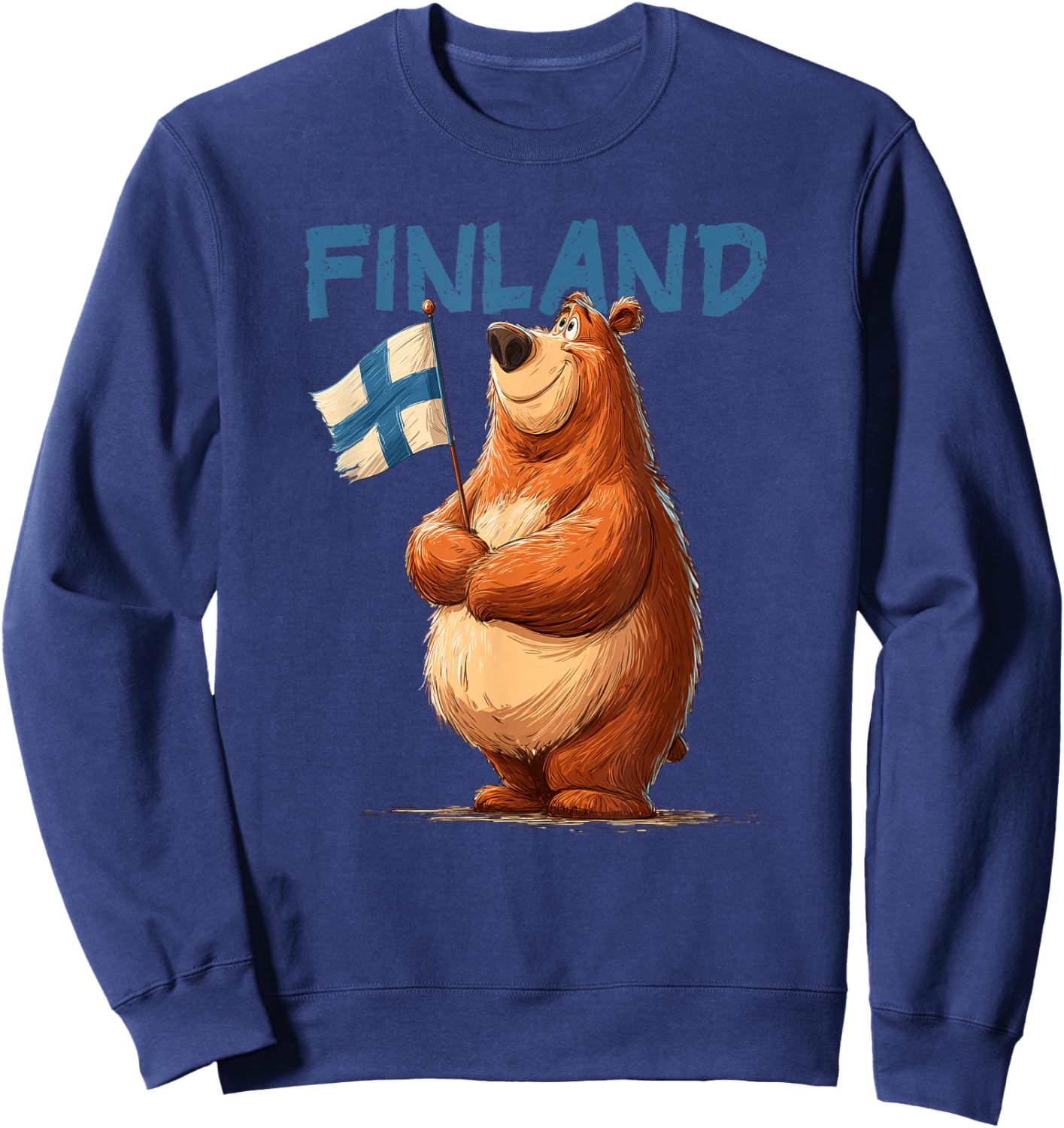 Cute Finland Bear with Finnish Flag Costume Sweatshirt - Sweatshirt | Navy