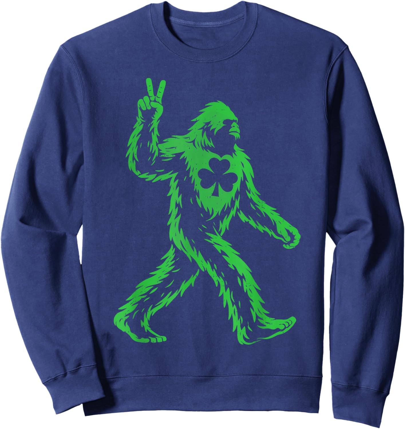 Bigfoot Hippie Shamrock Sasquatch St Patricks Day Boys Sweatshirt - Sweatshirt | Navy