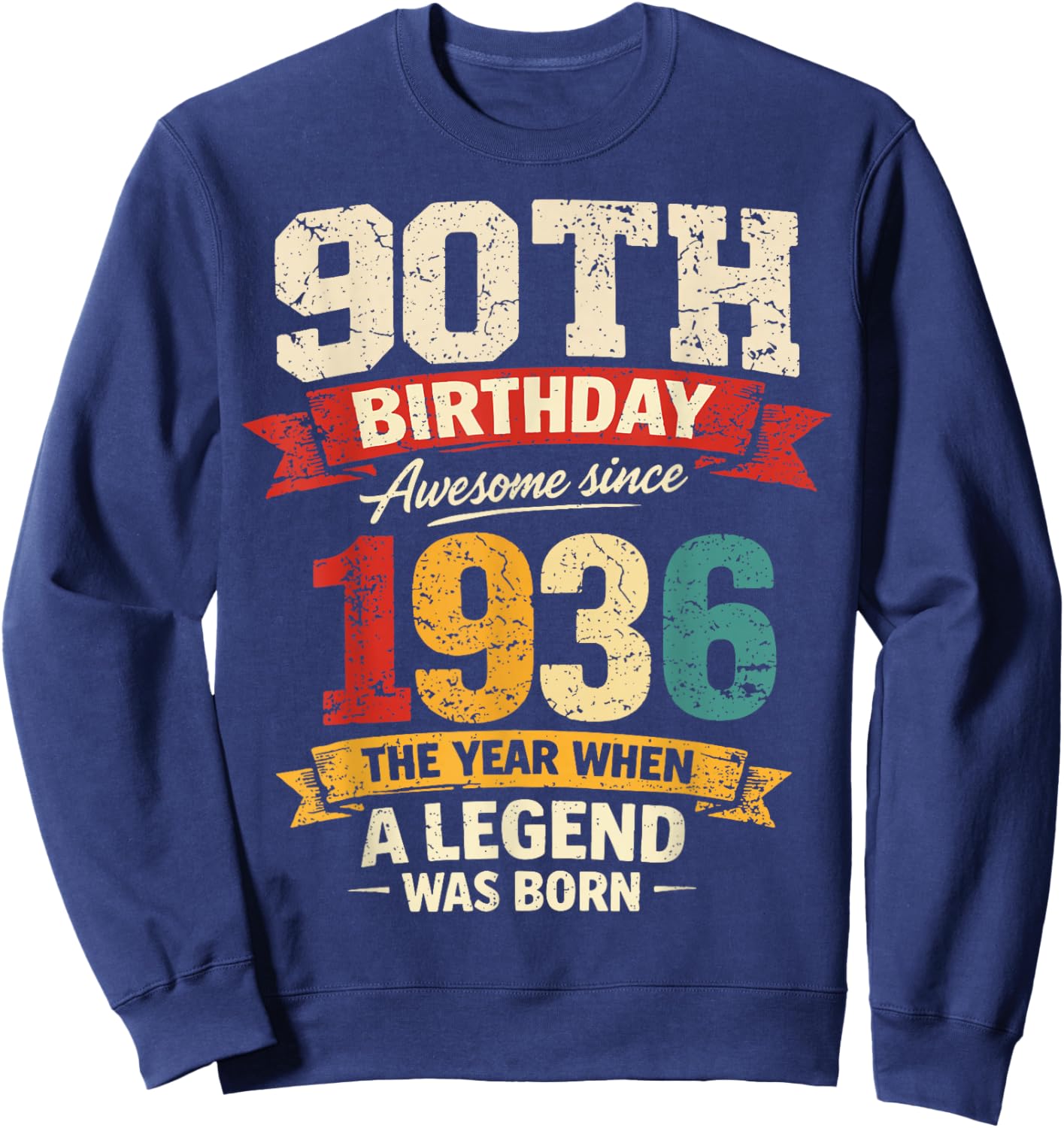 90 Year Old Vintage Awesome Since 1936 90th Birthday Sweatshirt - Sweatshirt | Navy