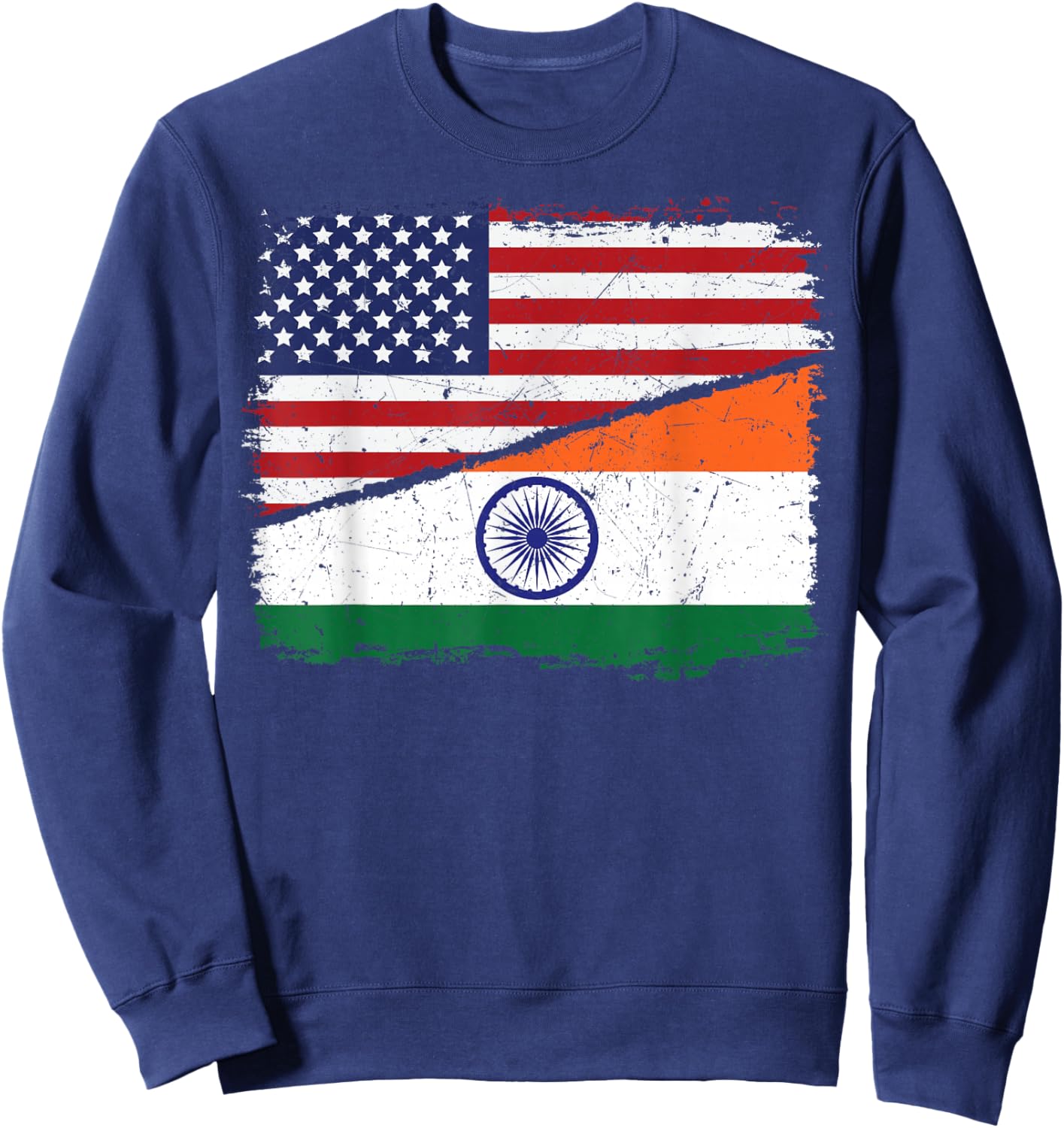 Half American Half Indian USA Flag India Flag Patriotic Sweatshirt - Sweatshirt | Navy