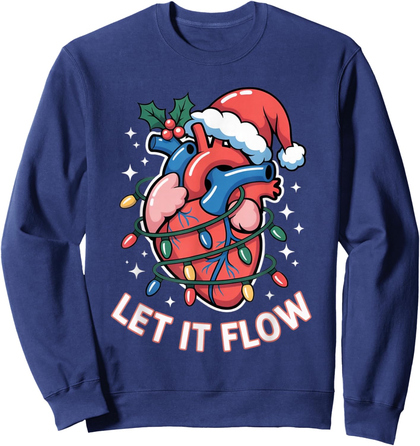 Let It Flow Funny Cardiology Christmas Design Sweatshirt - Sweatshirt | Navy