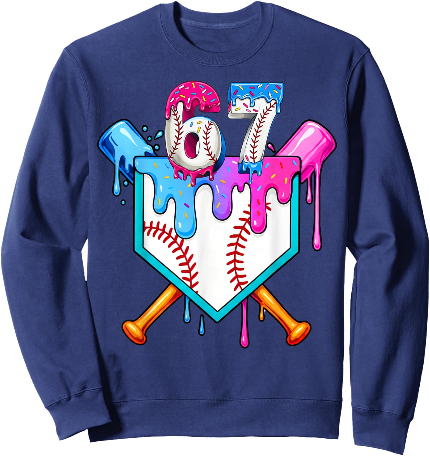 Six Seven Baseball Respect The Drip Boys Baseball Sweatshirt - Sweatshirt | Navy