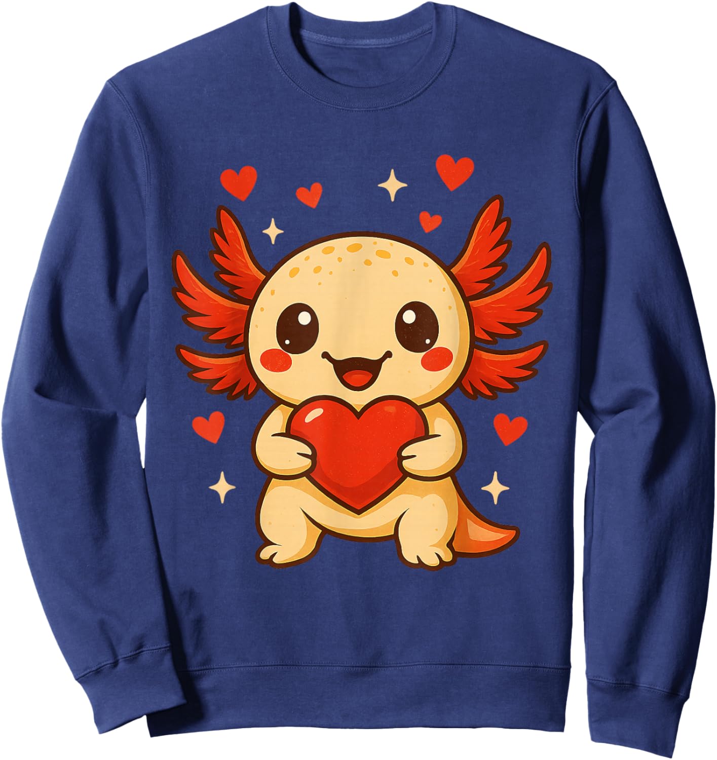 Axolotl Love Heart Valentine's Day Funny Boys Girls Kids Sweatshirt - Sweatshirt | Navy