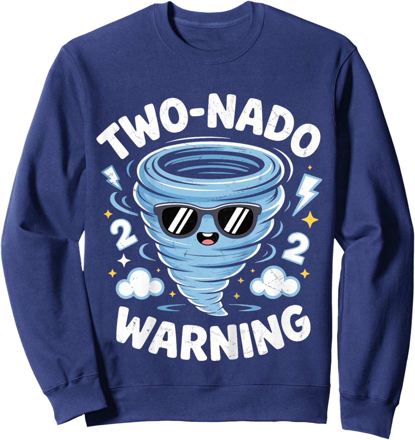 Two Nado Warning Tornado 2nd Birthday 2 Year Old Boys Kids Sweatshirt - Sweatshirt | Navy