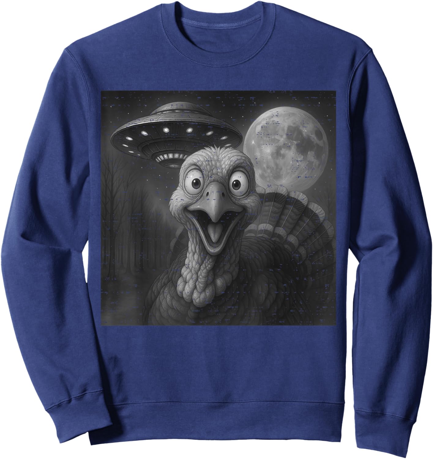 Turkey UFO Selfie Funny Thanksgiving Alien Boy Teen Girl Kid Sweatshirt - Sweatshirt | Navy