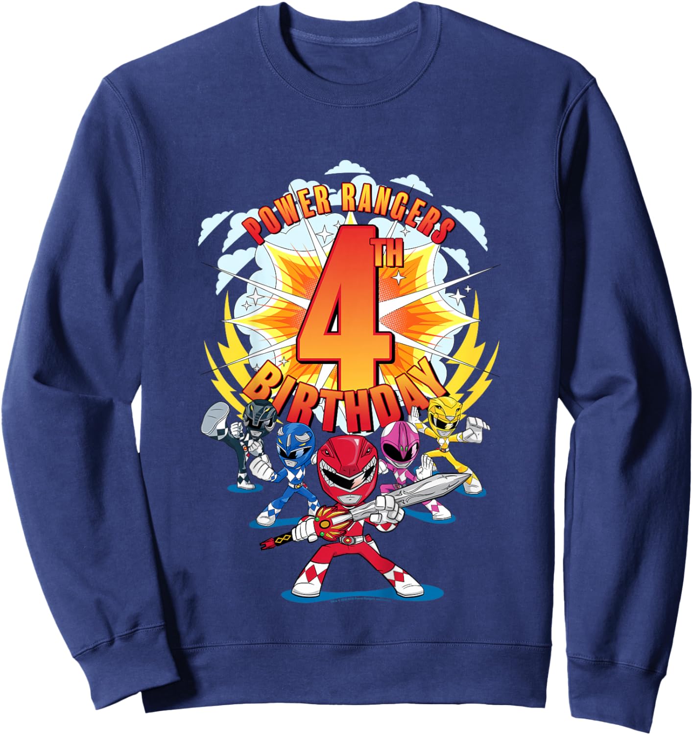 Power Rangers Awesome 4th Birthday Mini Action Shot Sweatshirt - Sweatshirt | Navy