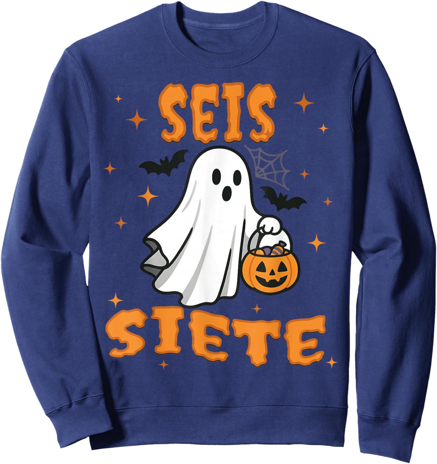 SEIS Siete Spanish Halloween 67 Boys Kids Six Seven Espanol Sweatshirt - Sweatshirt | Navy