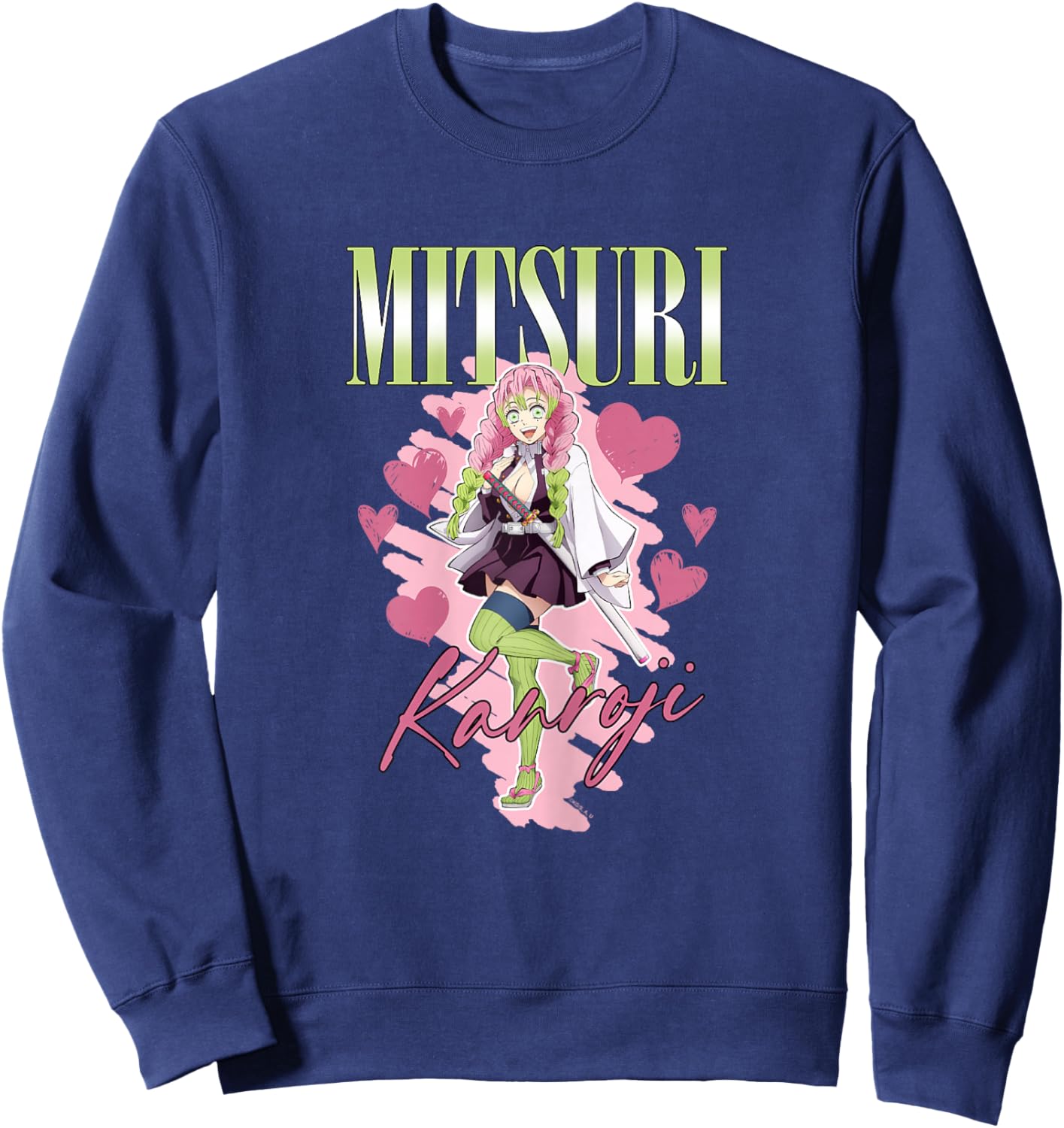Demon Slayer: Kimetsu no Yaiba Mitsuri Kanroji Love Heart Sweatshirt - Sweatshirt | Navy