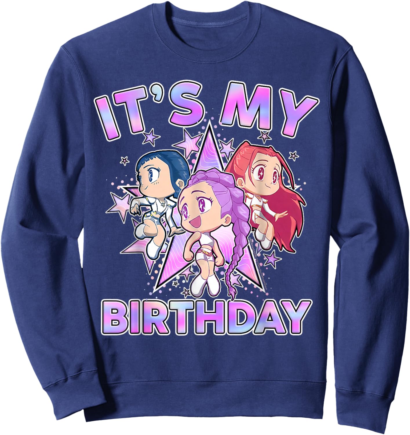 It's My Birthday Cute Chibi Matching Birthday Girl Party Sweatshirt - Sweatshirt | Navy