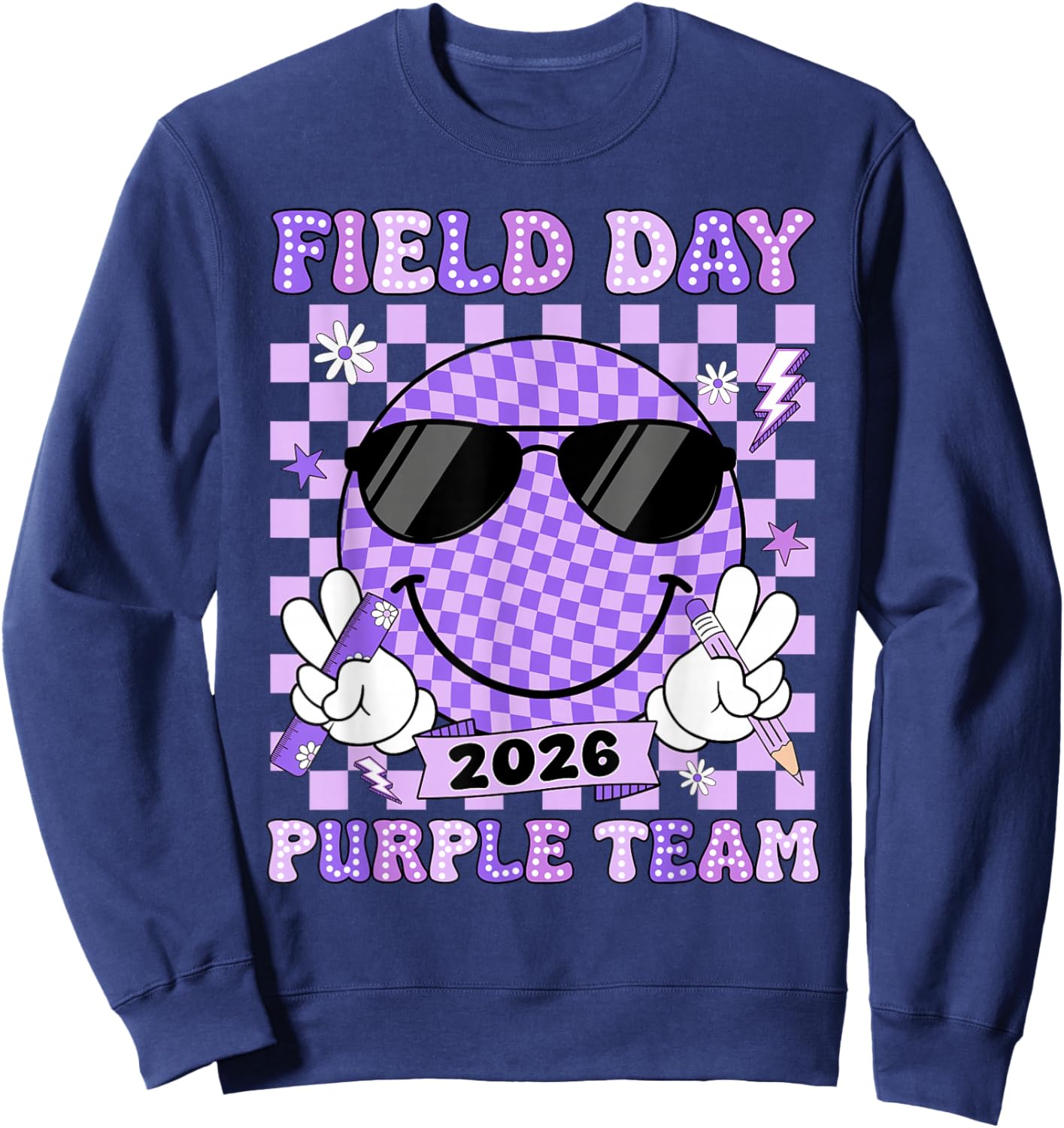 Field Day Purple Team Funny for Teacher Kids Field Day Games Sweatshirt - Sweatshirt | Navy