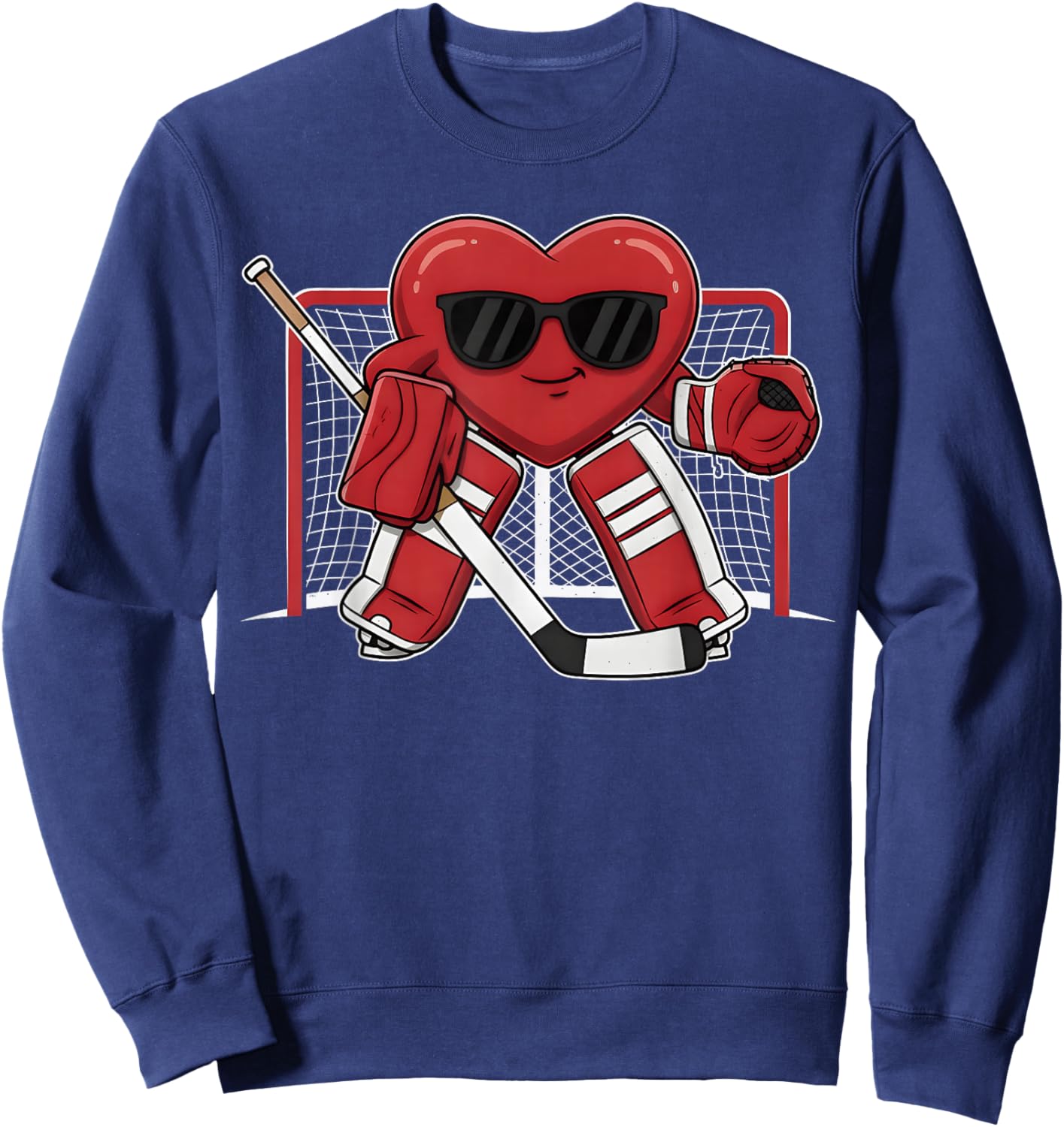 Valentines Day Heart Ice Hockey Goalie Men Boys Kids Sweatshirt - Sweatshirt | Navy